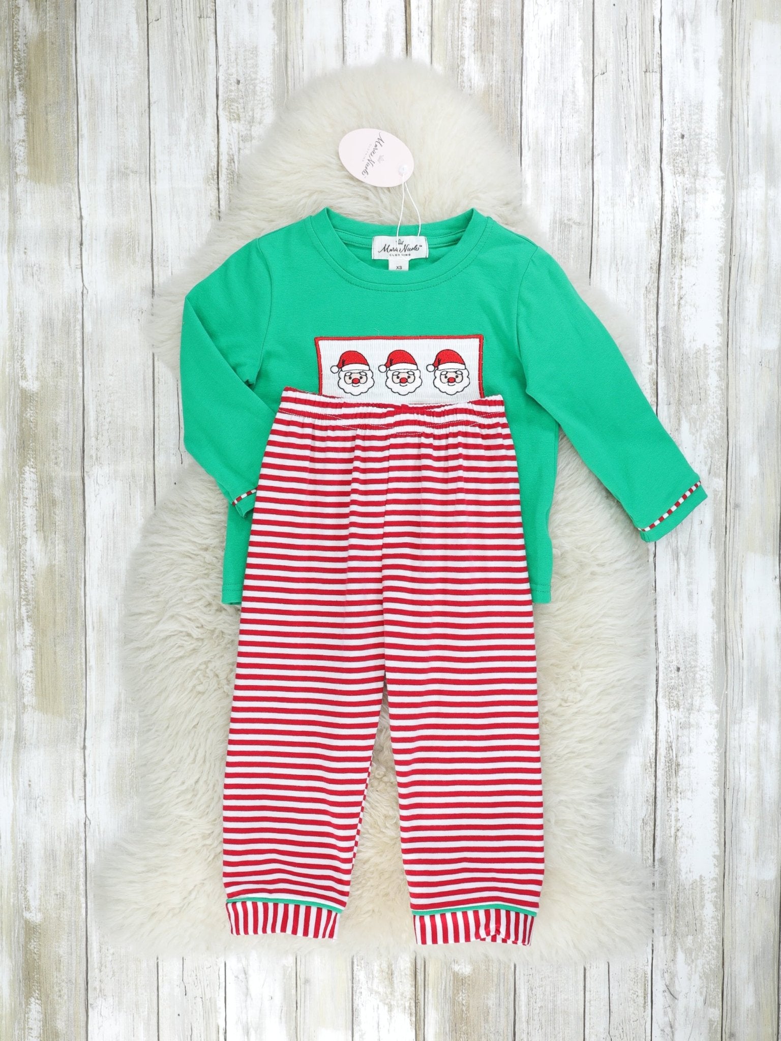 Green Santa Striped Outfit - Marie Nicole Clothing