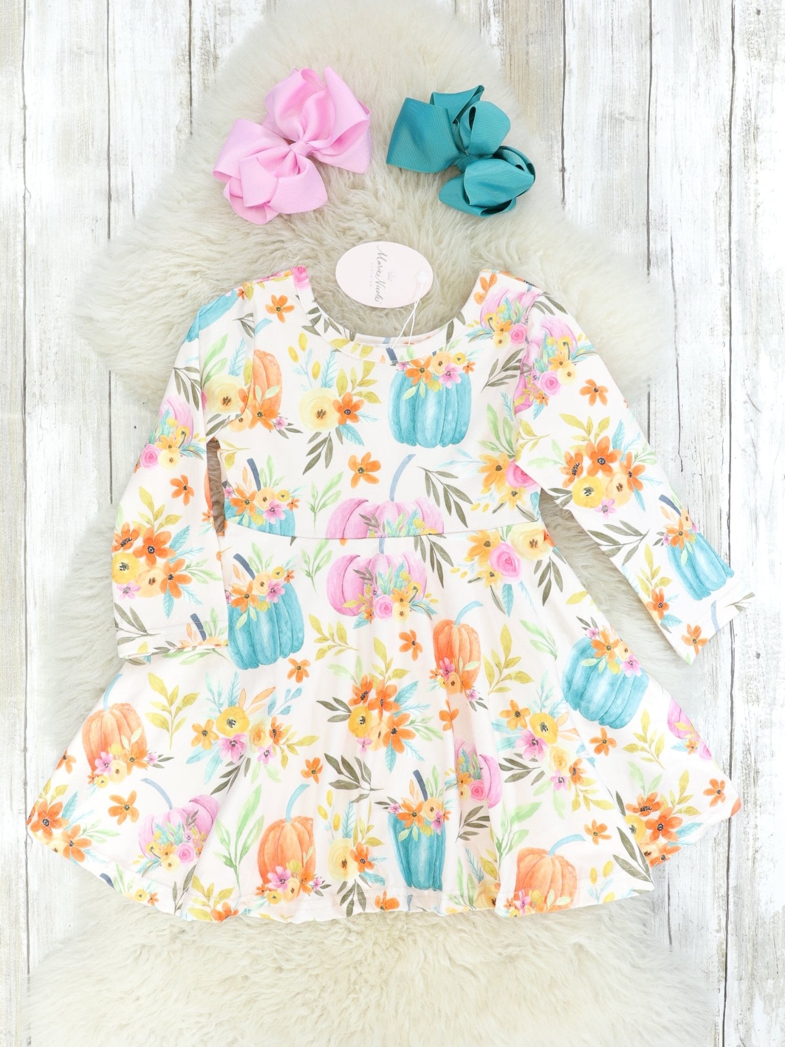 Teal Pumpkin Floral Swing Dress - Marie Nicole Clothing
