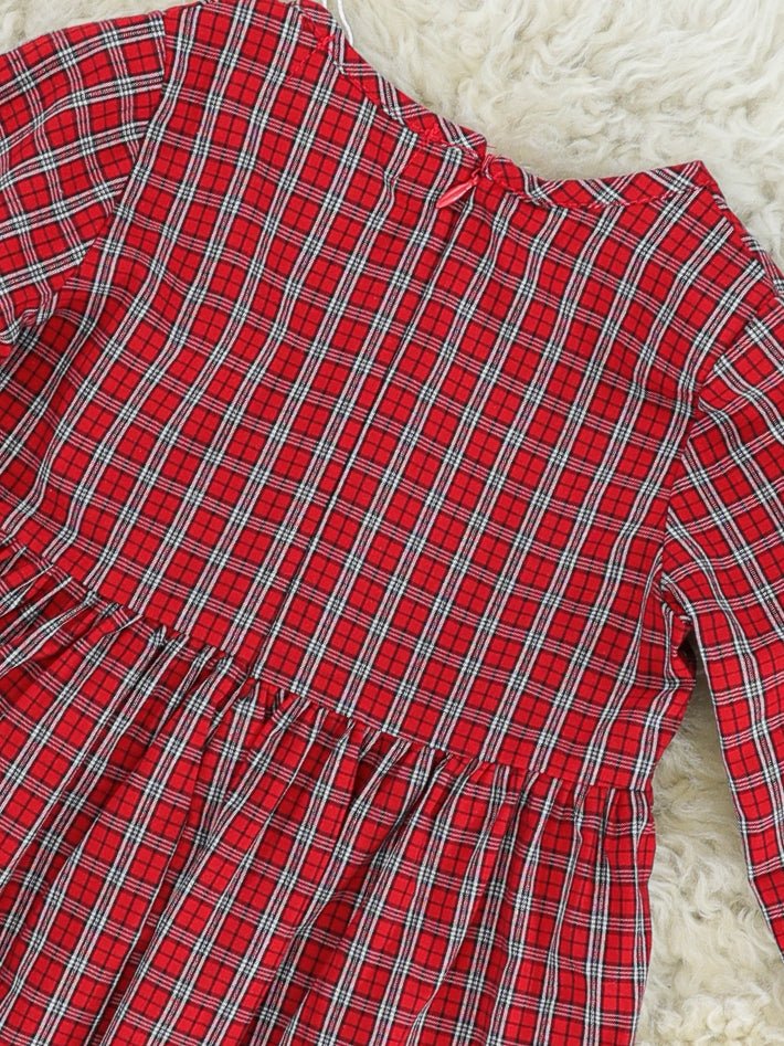Plaid Santa Velvet Bow Dress - Marie Nicole Clothing