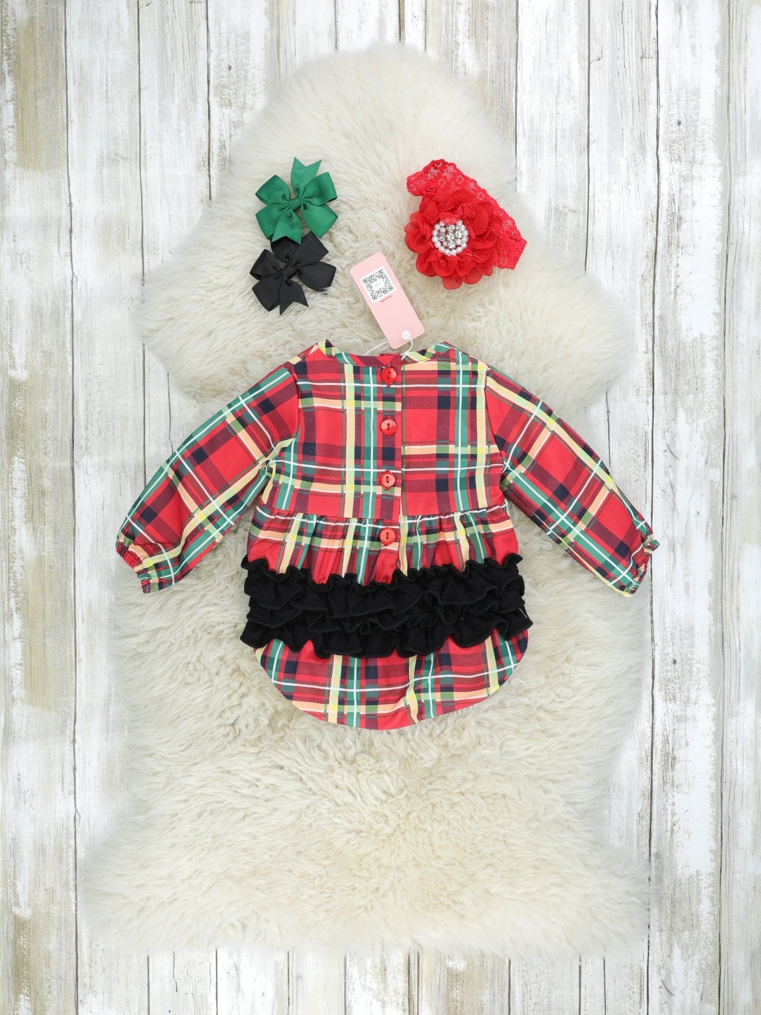 Red & Yellow Plaid Ruffle Romper - Marie Nicole Clothing