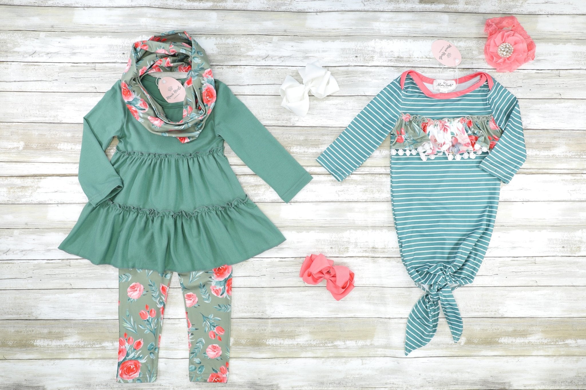 Soft Green Rose 3 Piece Set - Marie Nicole Clothing