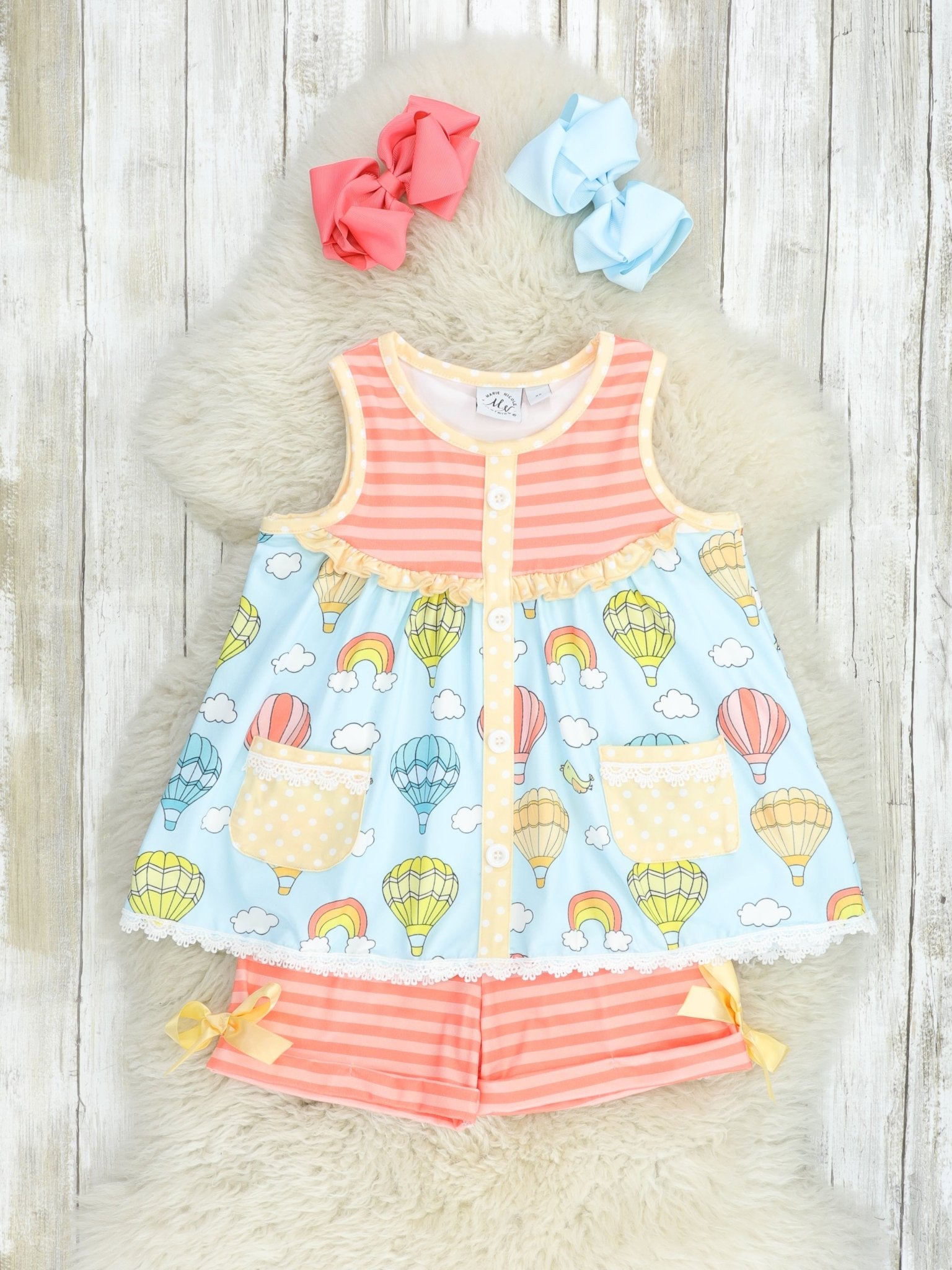 Striped Hot Air Balloon Ruffle Outfit - Marie Nicole Clothing