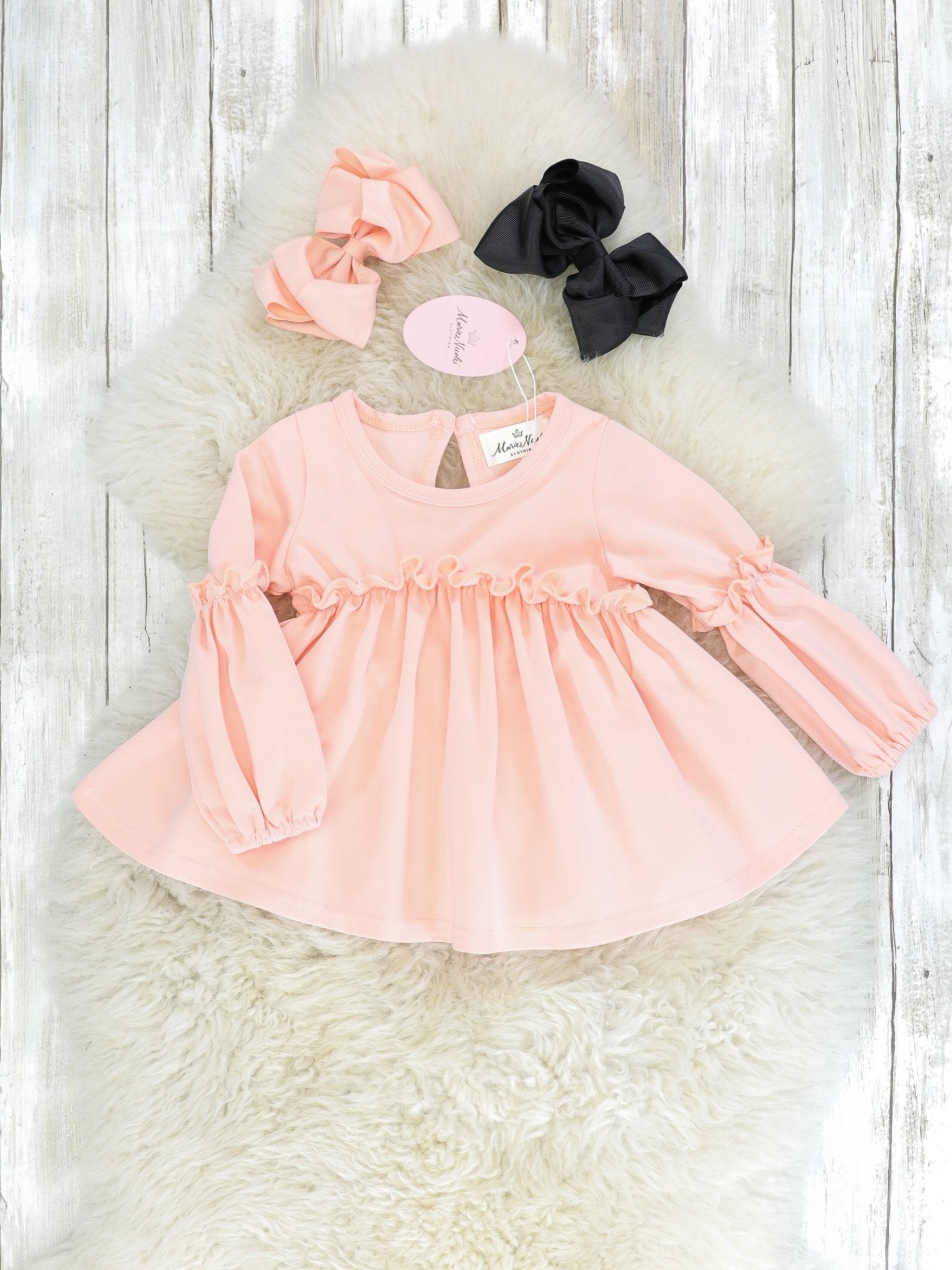 Cotton Puff Sleeve Ruffle Tunic - Multiple Colors - Marie Nicole Clothing