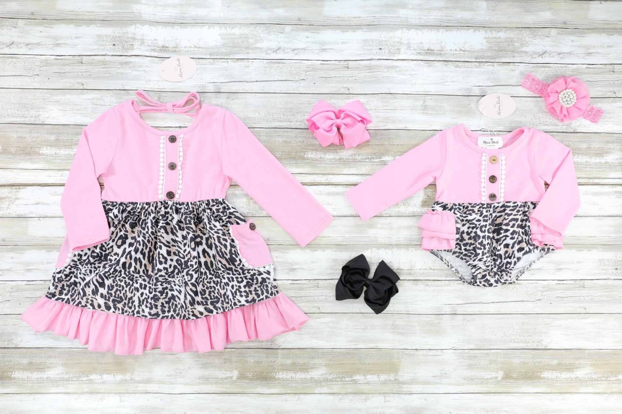 Pink Leopard Ruffle Bubble Romper - Marie Nicole Clothing
