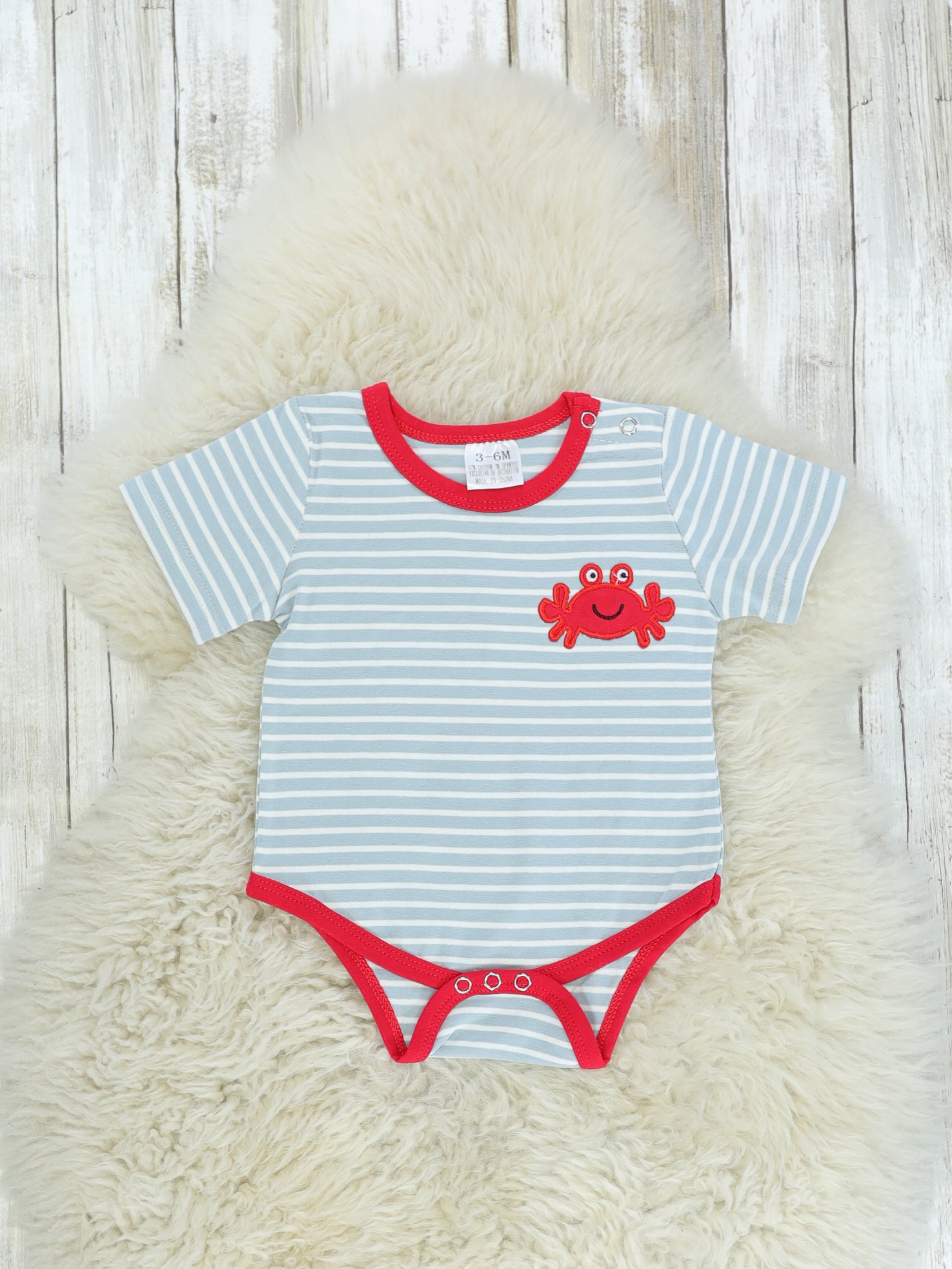Grey Striped Crab Bubble Romper - Marie Nicole Clothing