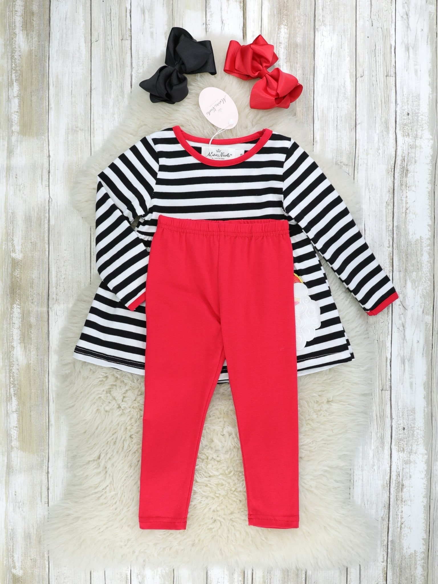 Striped Santa Peplum Outfit - Marie Nicole Clothing