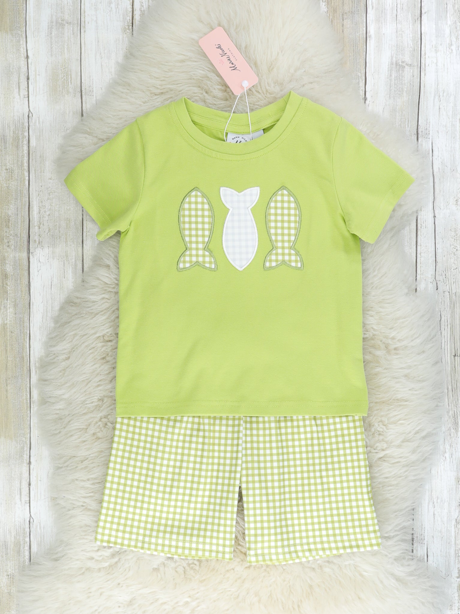 Green Gingham Fish Outfit - Marie Nicole Clothing