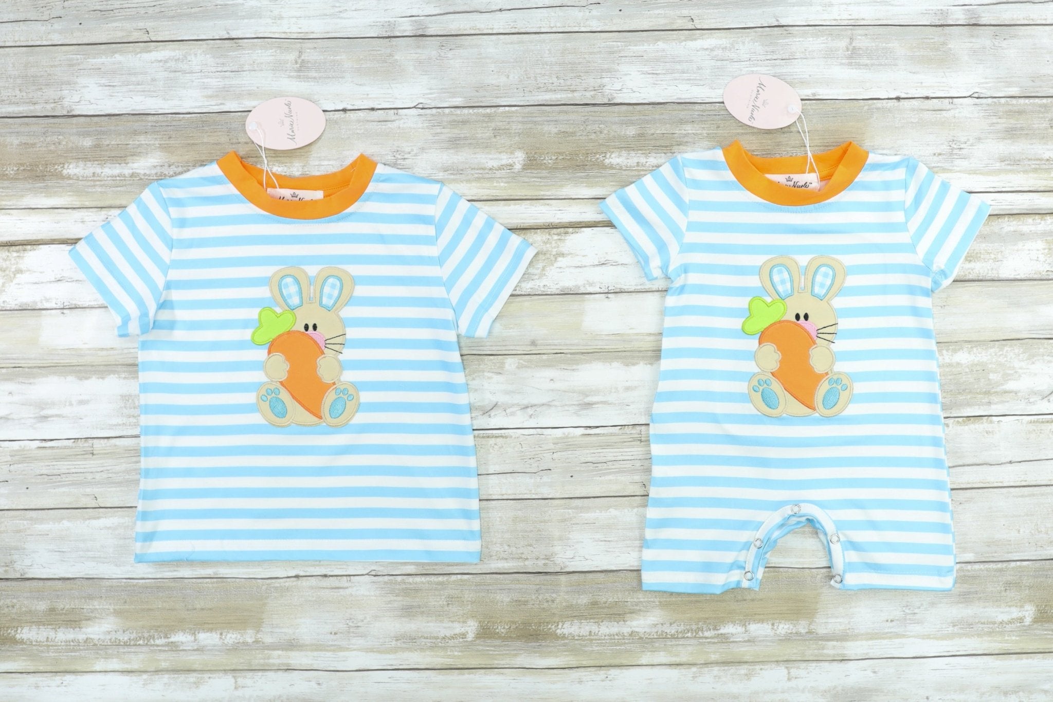 Flutter Sleeve Bunny Carrot Ruffle Romper - Marie Nicole Clothing