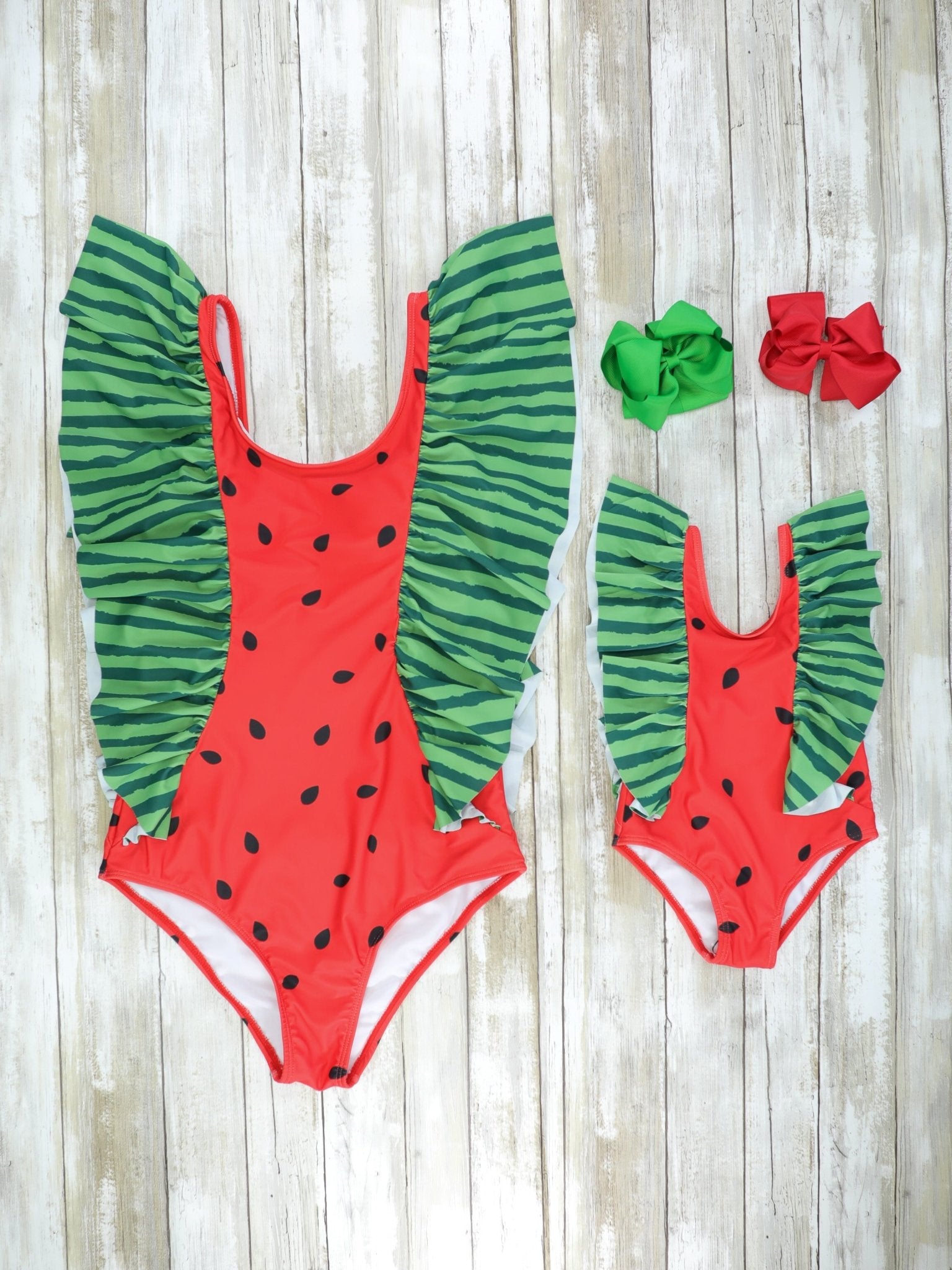 Mom & Me Watermelon Ruffle One Piece Swimsuit - Marie Nicole Clothing