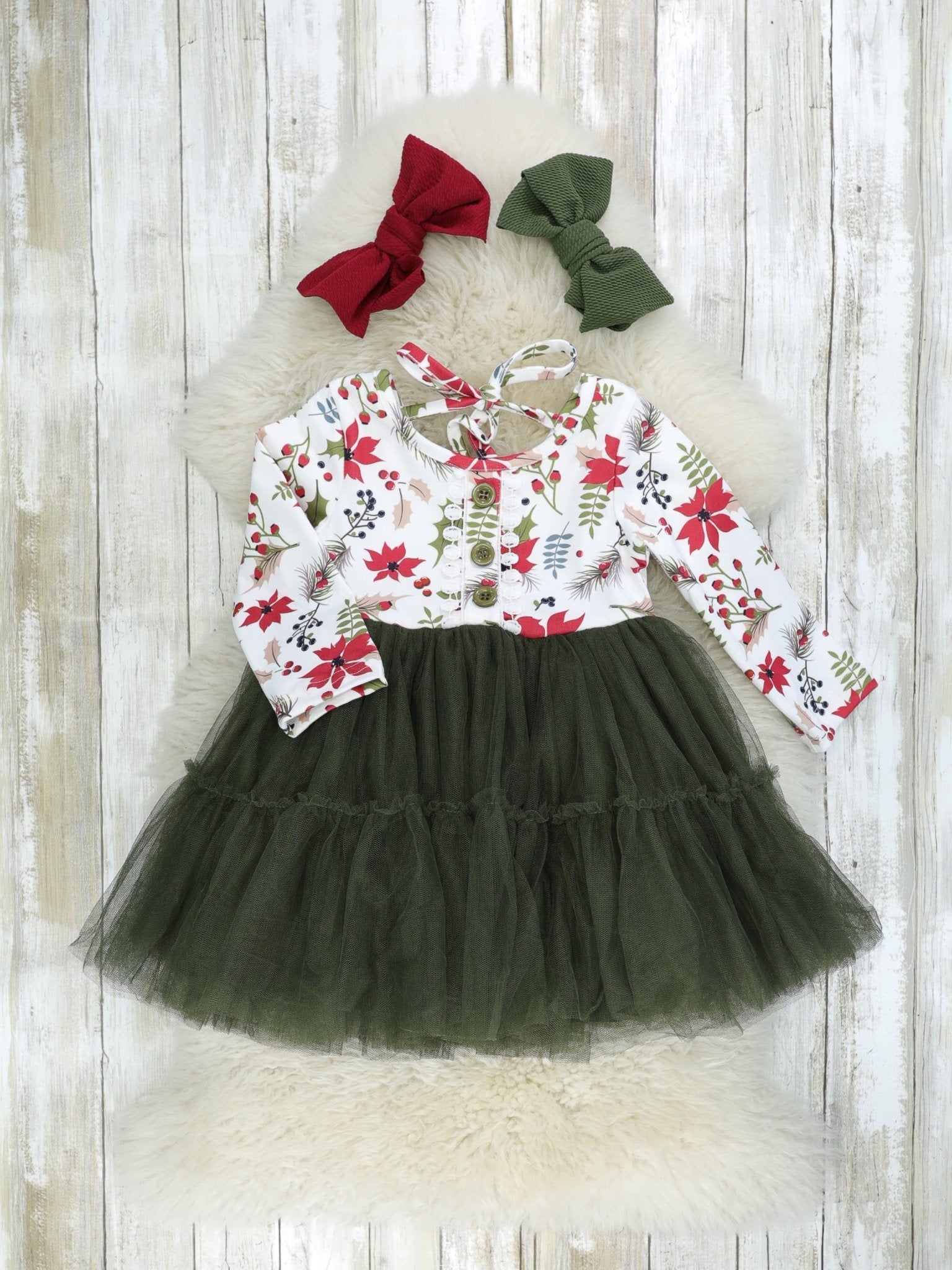 Poinsettia Tulle Tie Dress - Marie Nicole Clothing