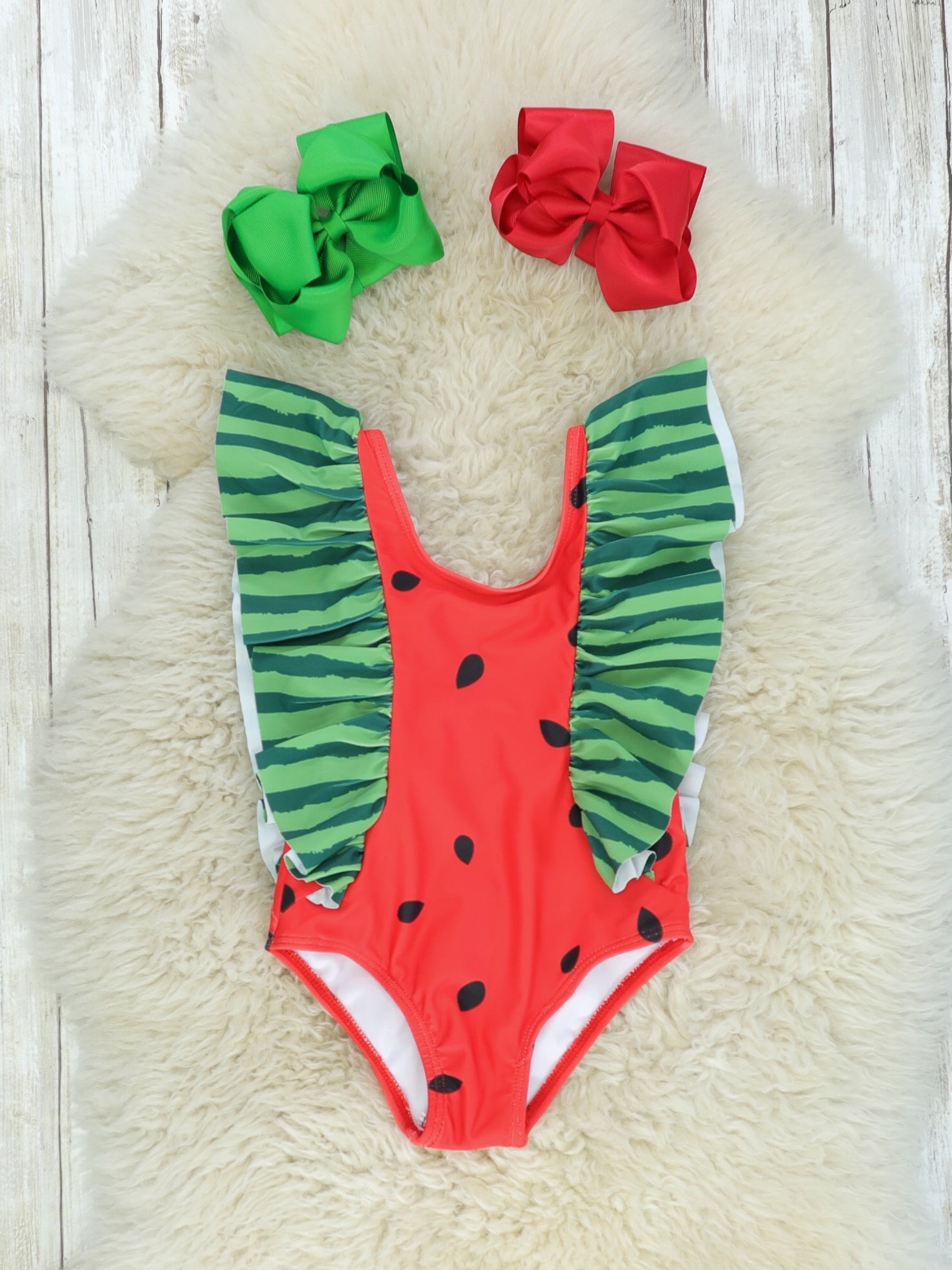 Mom & Me Watermelon Ruffle One Piece Swimsuit - Marie Nicole Clothing