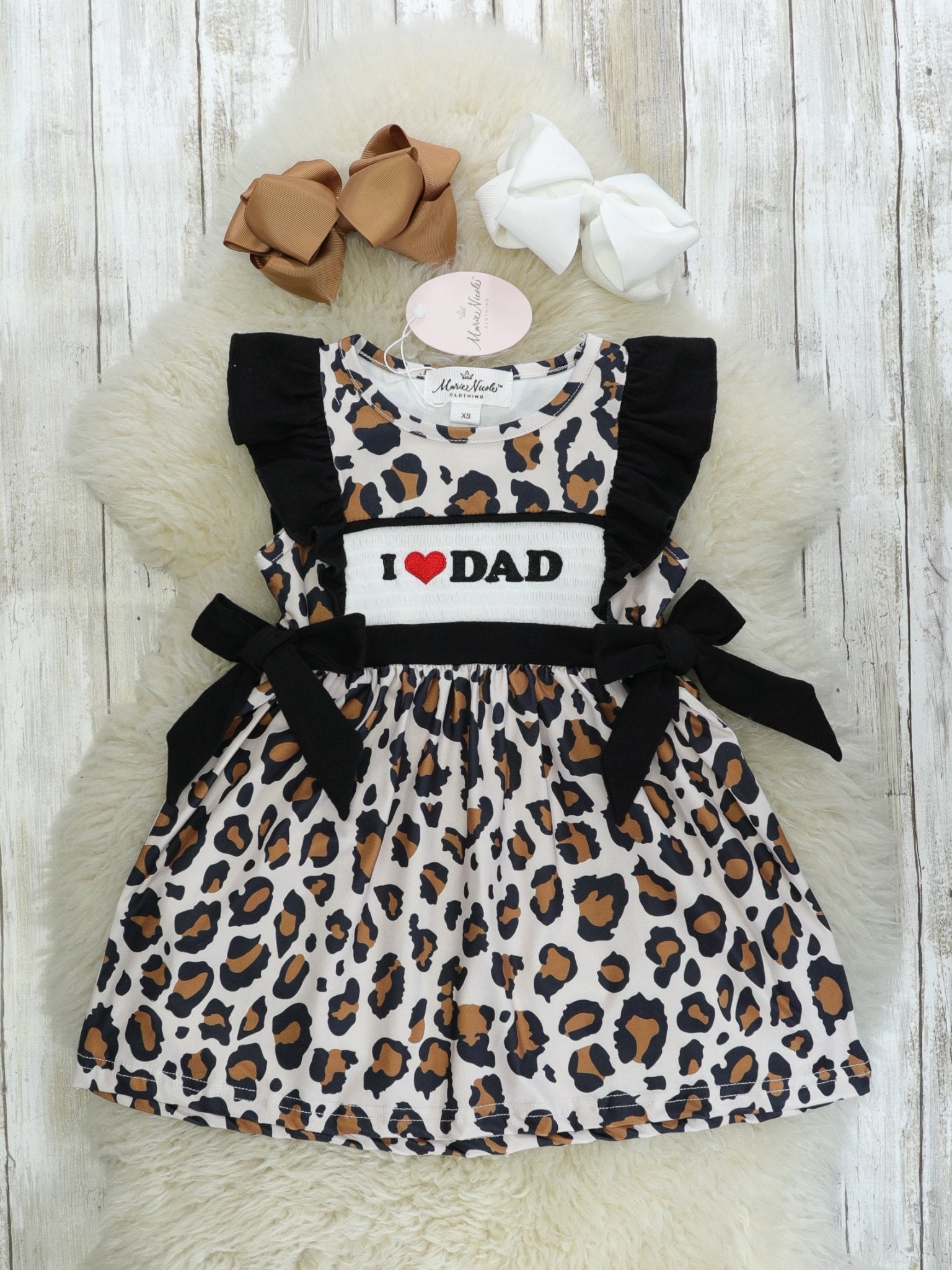 Leopard I Love Dad Dress - Marie Nicole Clothing