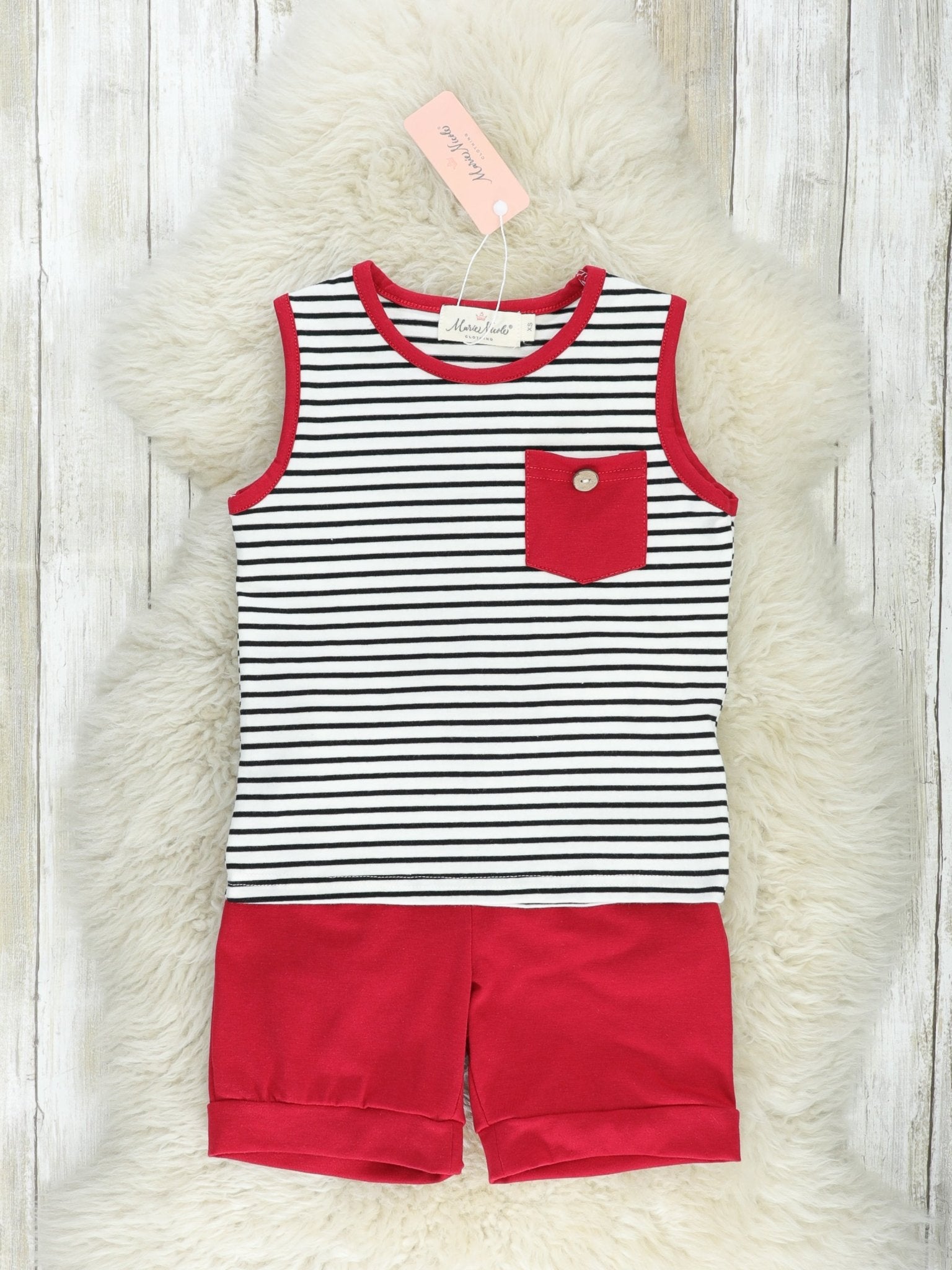 Red Stripe Tank Outfit - Marie Nicole Clothing