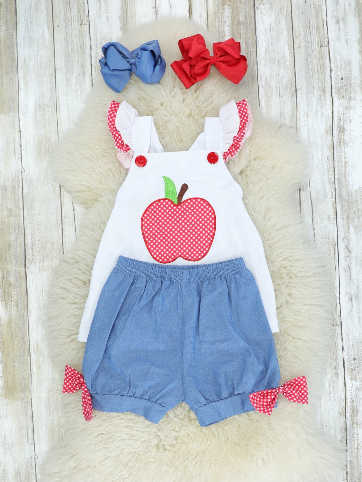 Apple Top & Chambray Shorts Outfit - Marie Nicole Clothing