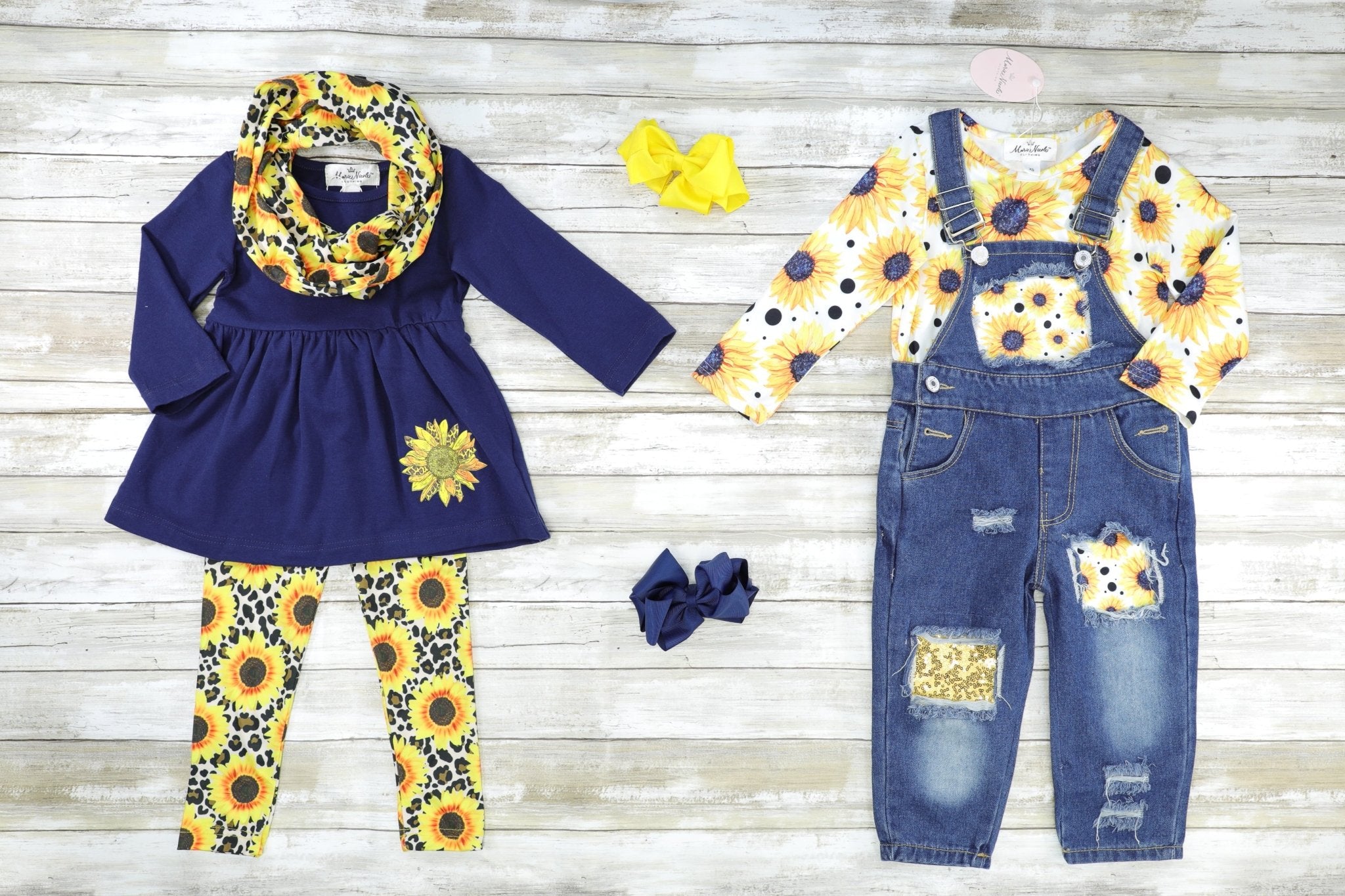 Navy & Leopard Sunflower 3 - Piece Outfit - Marie Nicole Clothing