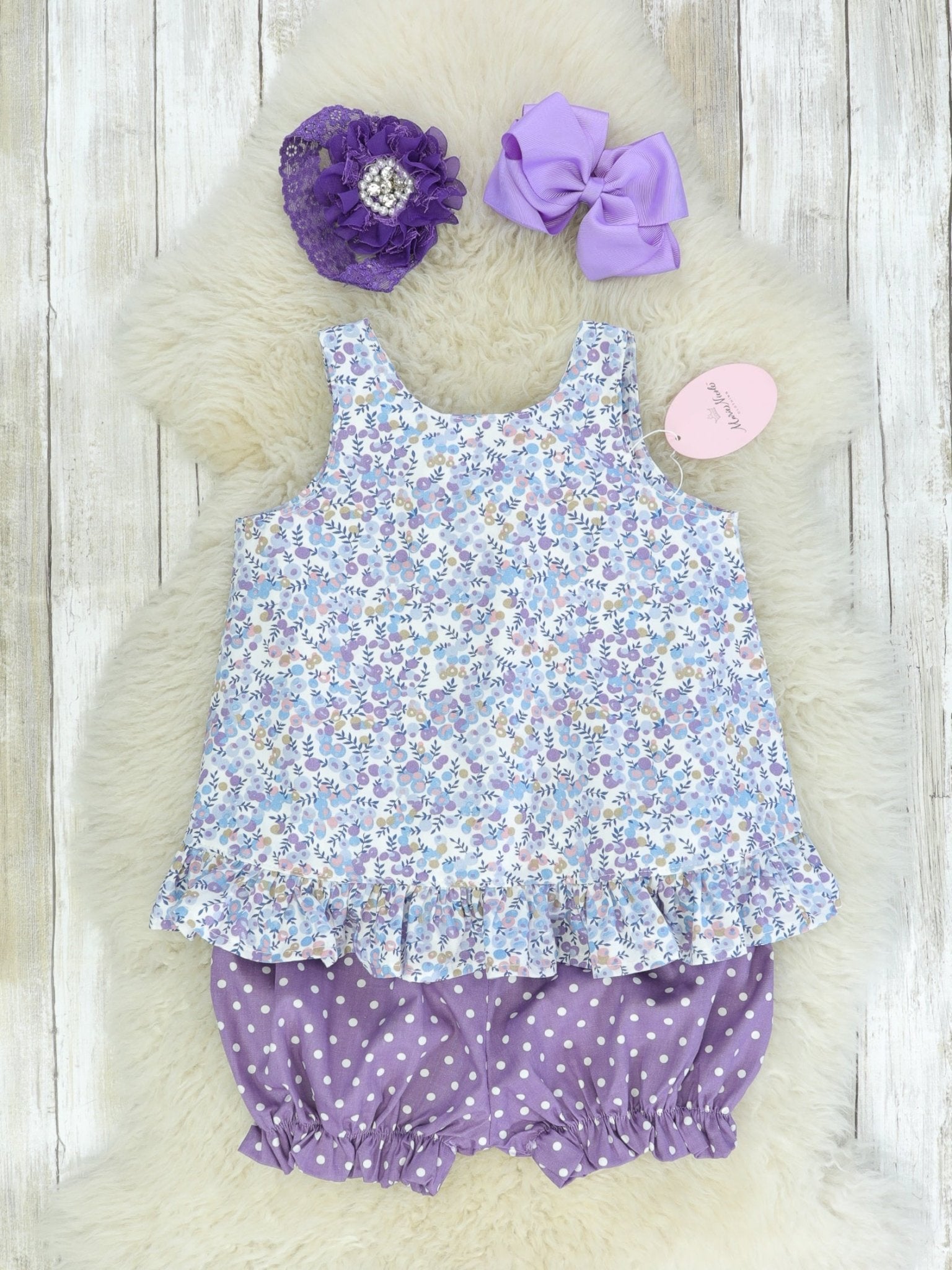 Magical Berry Ruffle Open - Back Bow Outfit - Marie Nicole Clothing