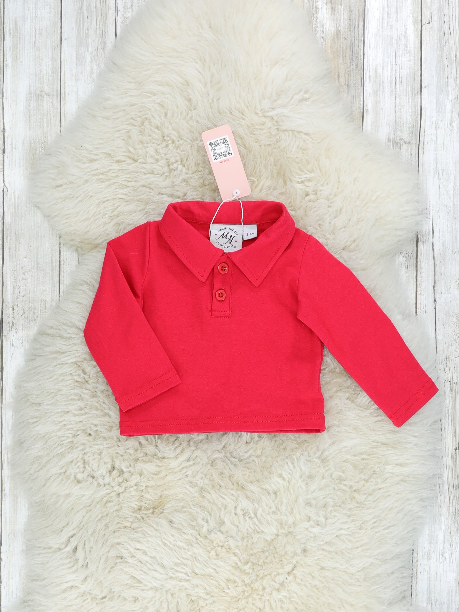 Red Polo & Christmas Tree Overall Outfit - Marie Nicole Clothing