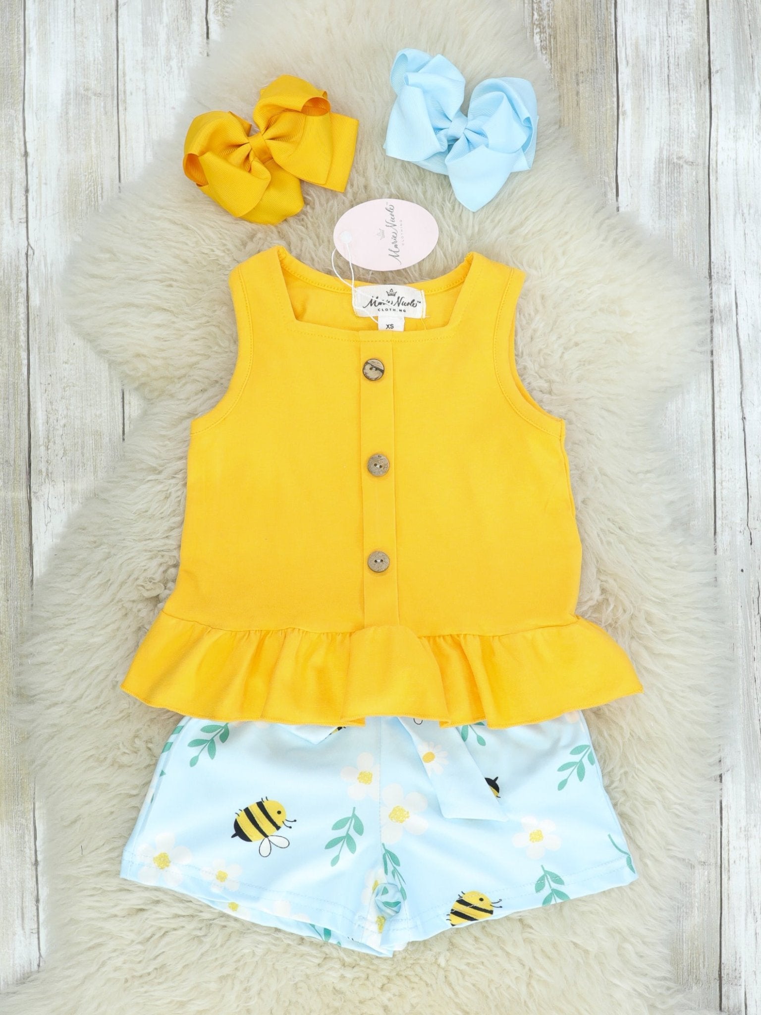 Yellow Bee & Daisy Outfit - Marie Nicole Clothing