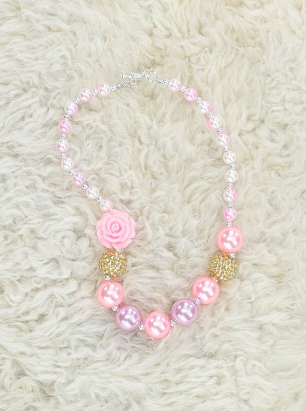Pink Rose Pearl Bubblegum Necklace - Marie Nicole Clothing