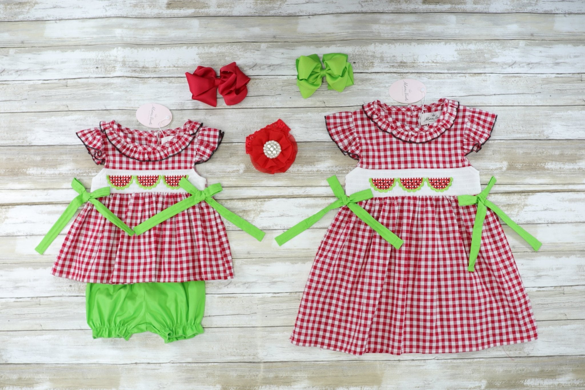 Smocked Watermelon Tunic & Shorts Outfit - Marie Nicole Clothing