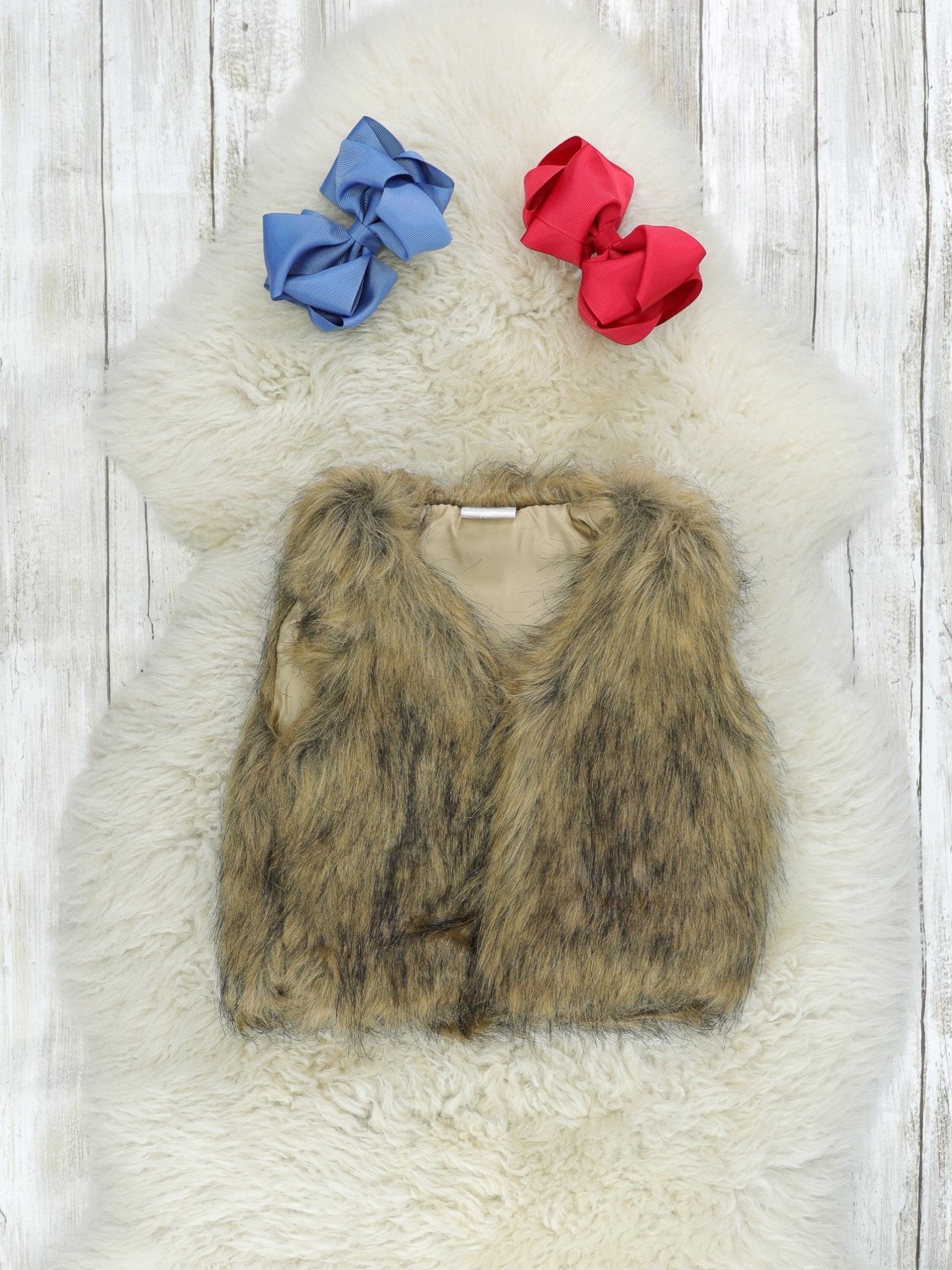 Red Polar Bear Dress W/ Fur Vest - Marie Nicole Clothing