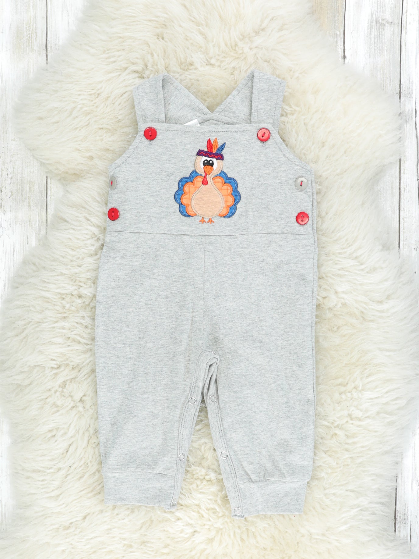 Striped Onesie & Turkey Overall Set - Marie Nicole Clothing