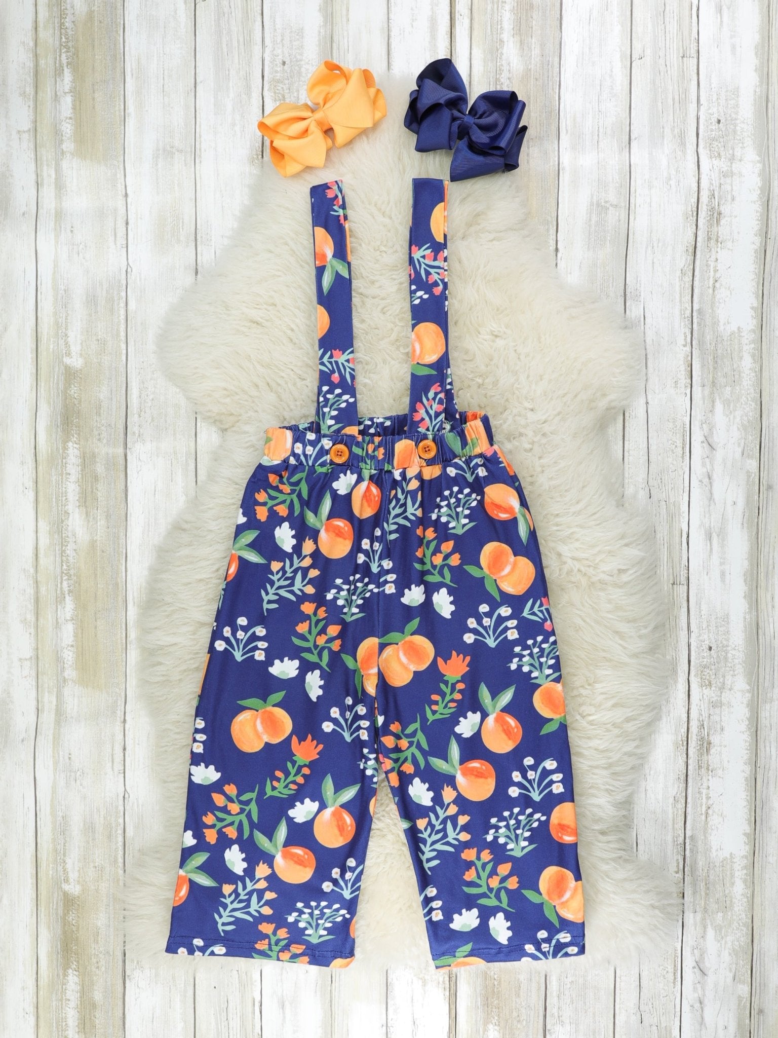 Navy & Burnt Orange Persimmon Overalls Set - Marie Nicole Clothing