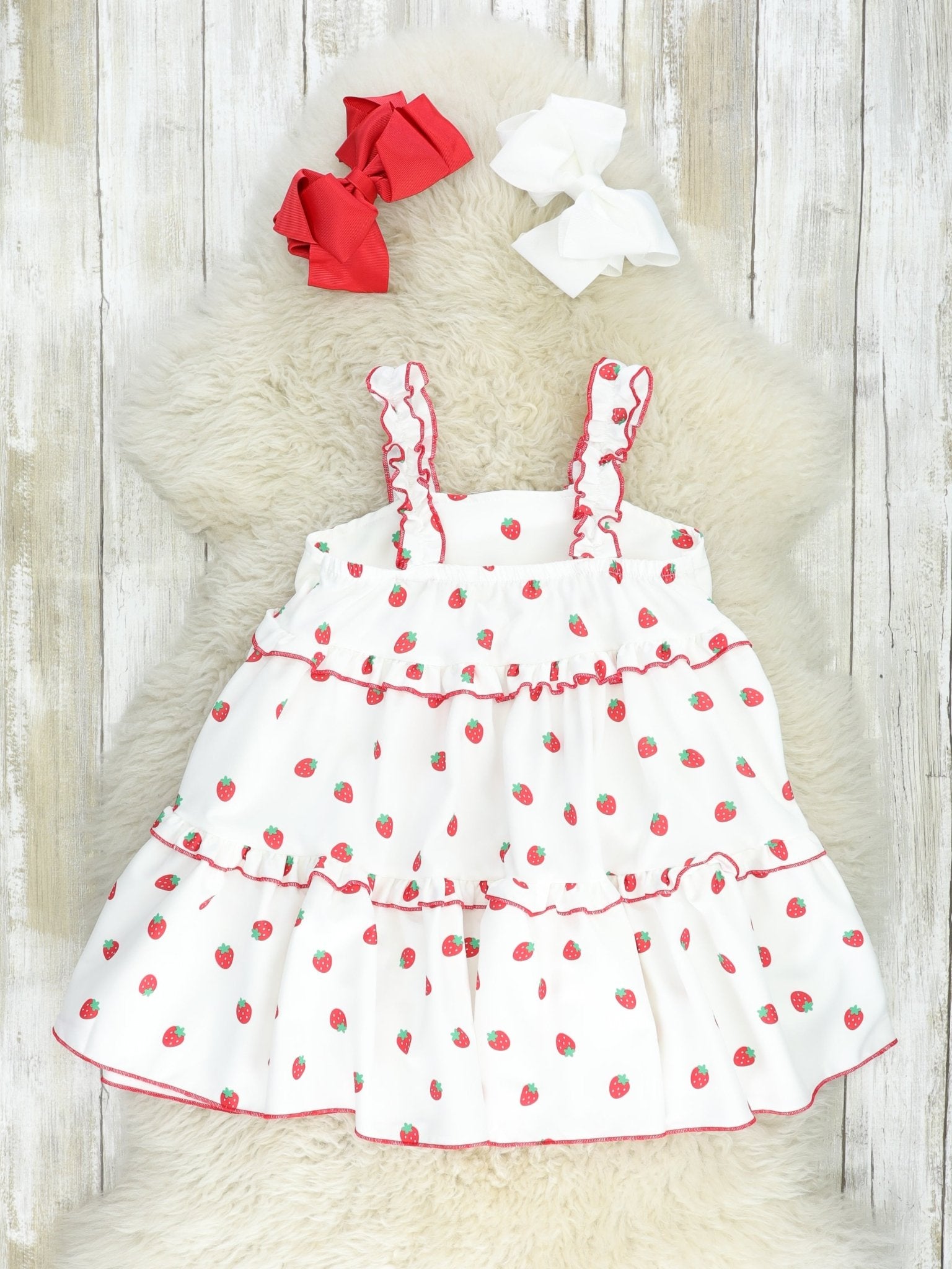 Tiered Ditsy Strawberry Dress - Marie Nicole Clothing