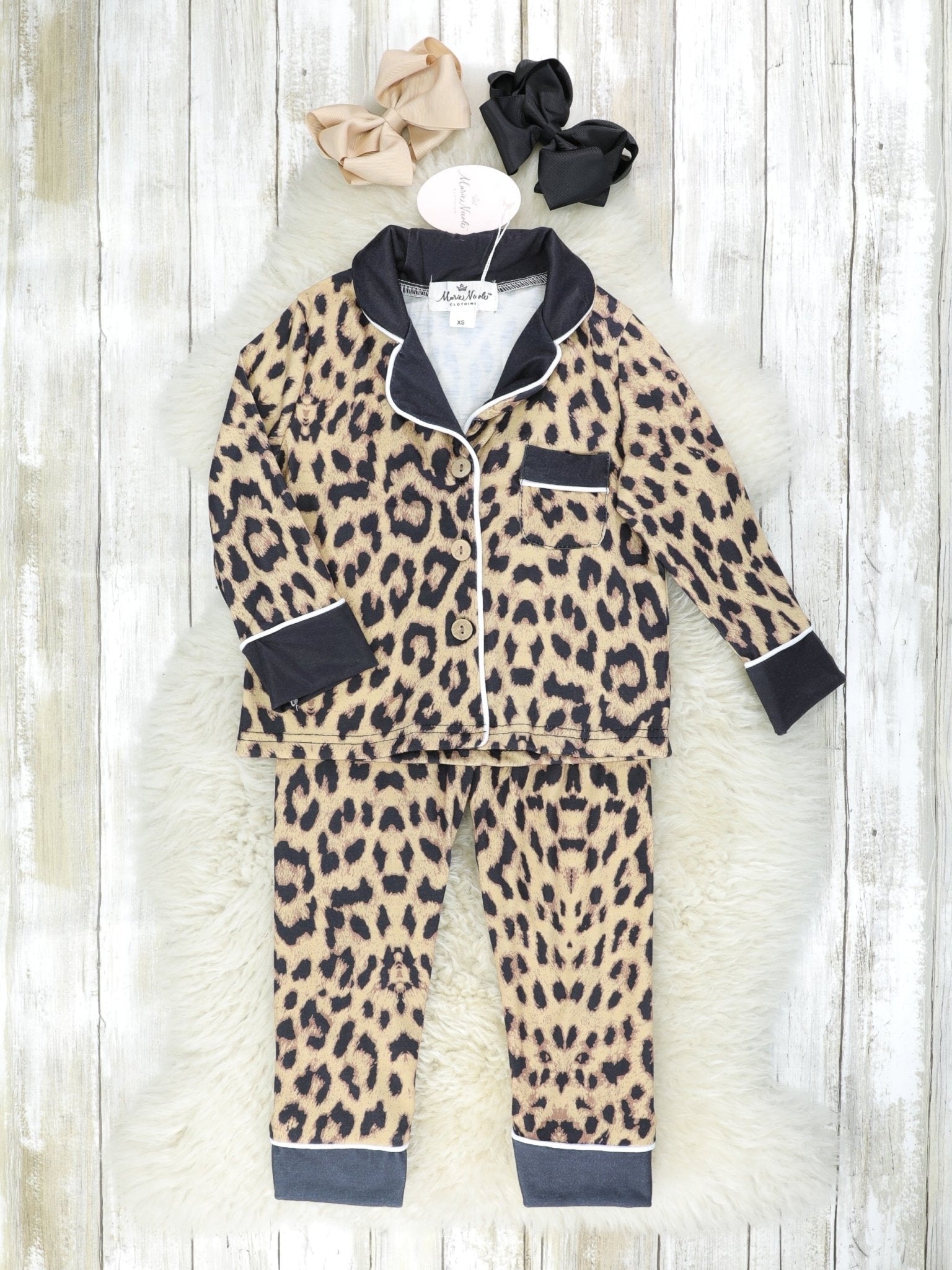 Mom & Me Leopard Print Pocket Pajama Set - Marie Nicole Clothing