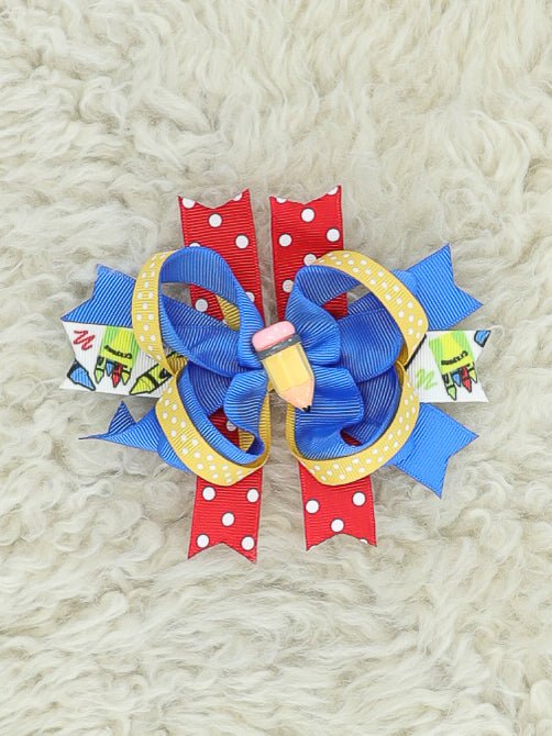 Blue Pencil Bow - Marie Nicole Clothing