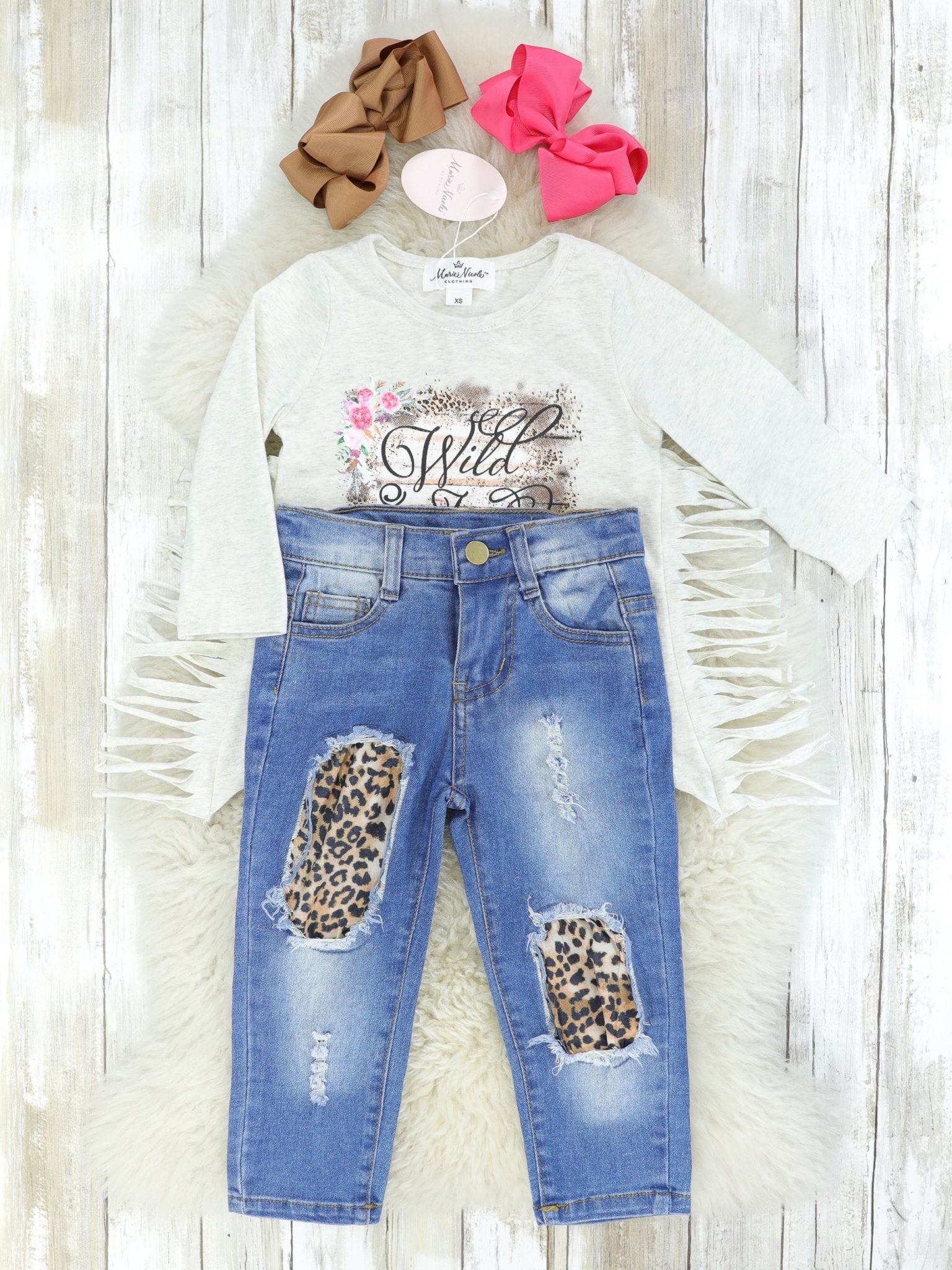 Wild & Free Fringe Top & Distressed Denim Outfit - Marie Nicole Clothing