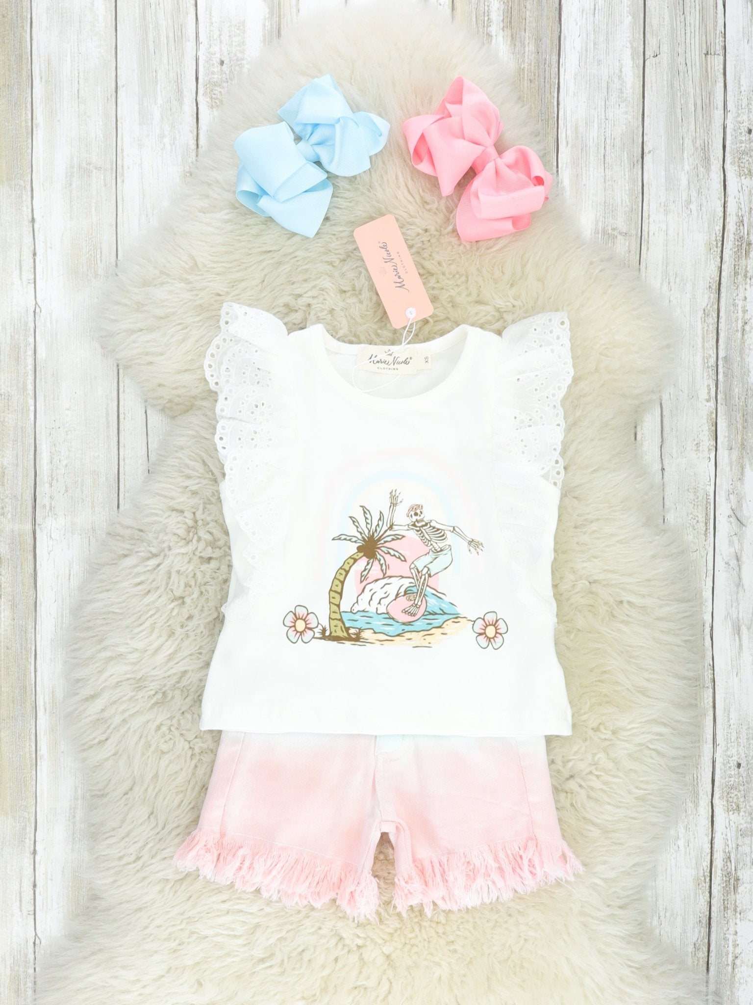 Paradise Ruffle Top & Ombre Shorts Outfit - Marie Nicole Clothing