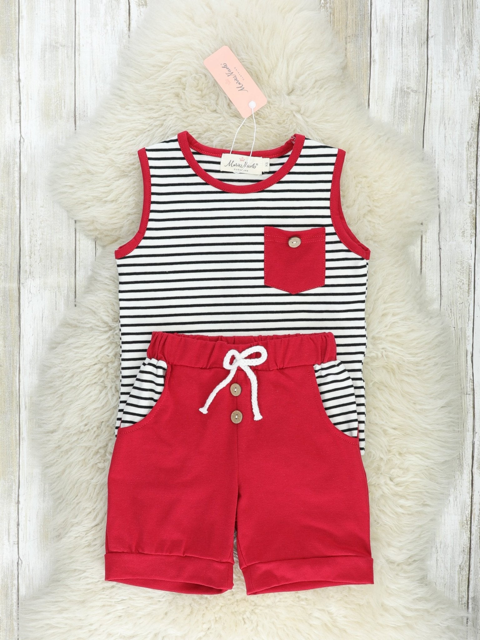 Red Stripe Tank Outfit - Marie Nicole Clothing