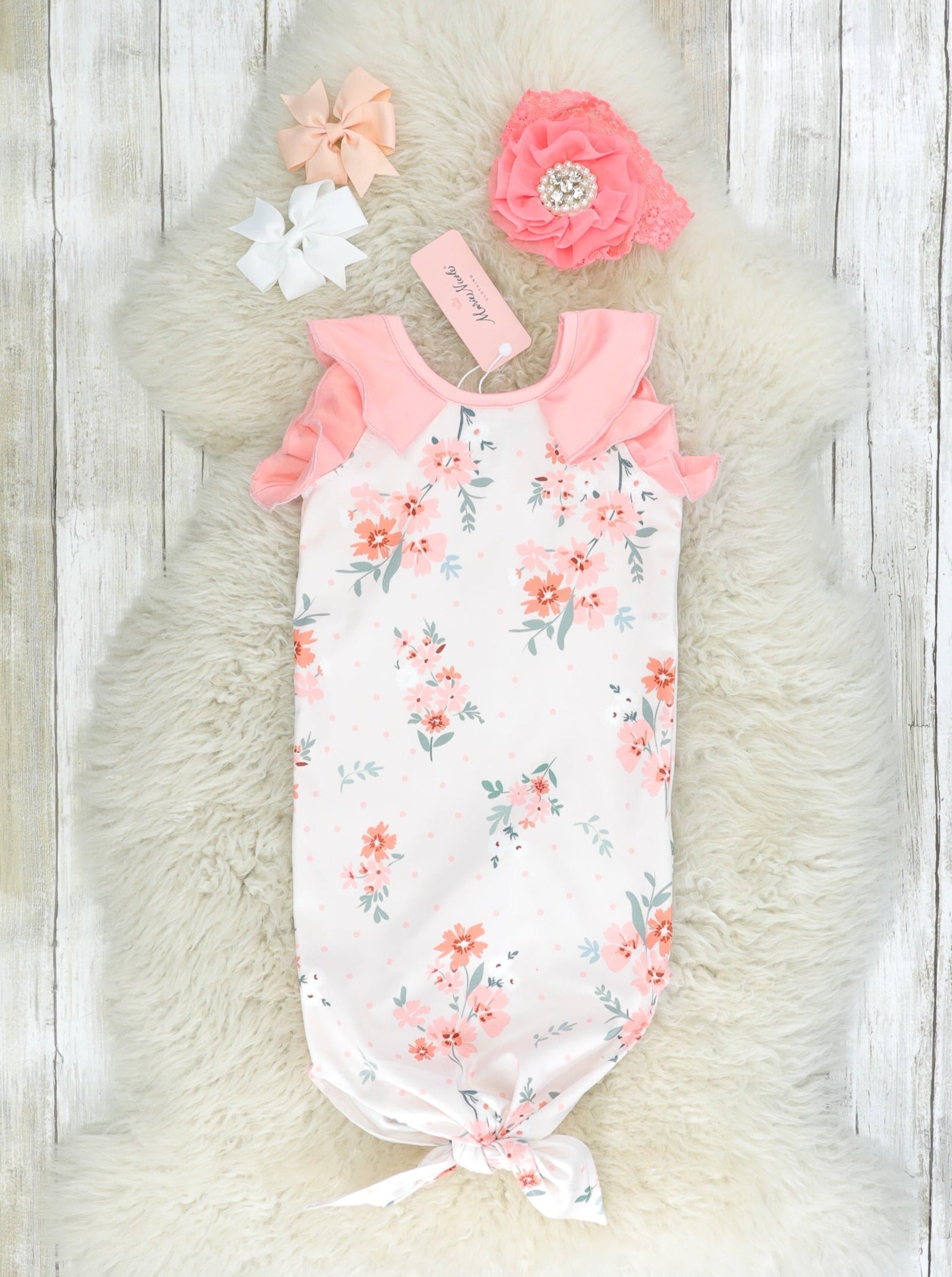 Peach Aster Knot Gown - Marie Nicole Clothing