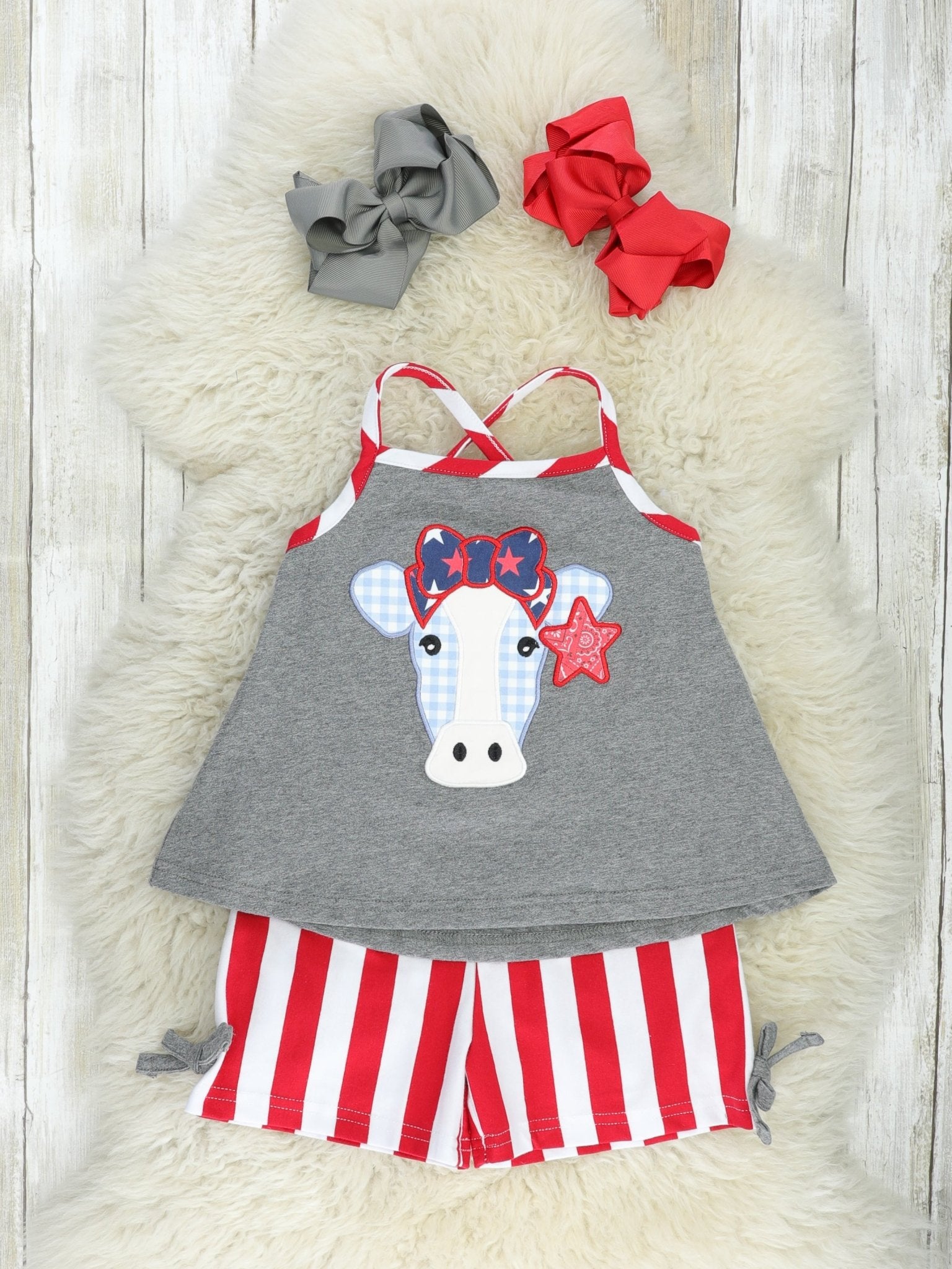 Stars & Stripes Cow Outfit - Marie Nicole Clothing