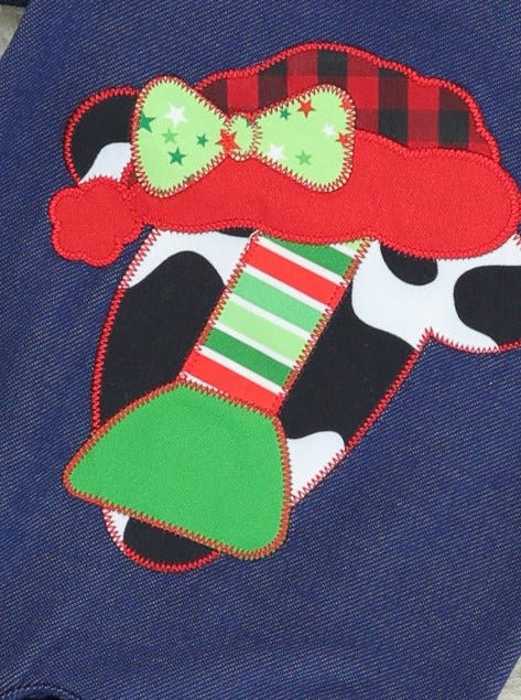 Festive Cow Ruffle Romper - Marie Nicole Clothing