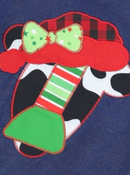 Festive Cow Ruffle Overall Dress - Marie Nicole Clothing