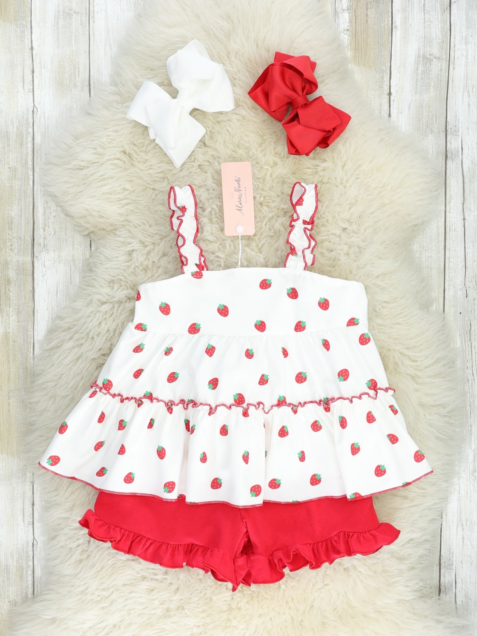 Tiered Ditsy Strawberry Outfit - Marie Nicole Clothing