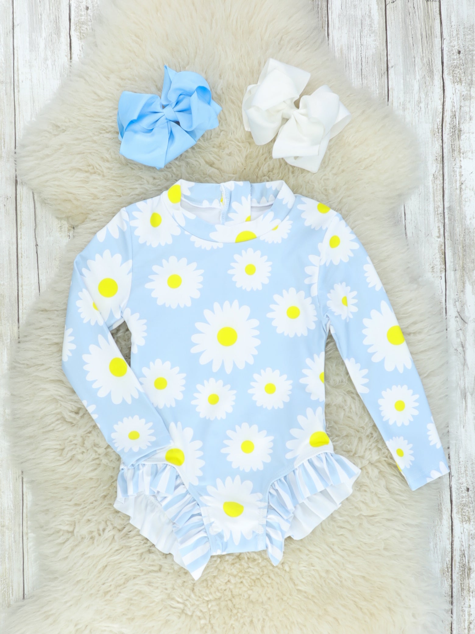 Spring Daisy Long - Sleeved Swimsuit - Marie Nicole Clothing