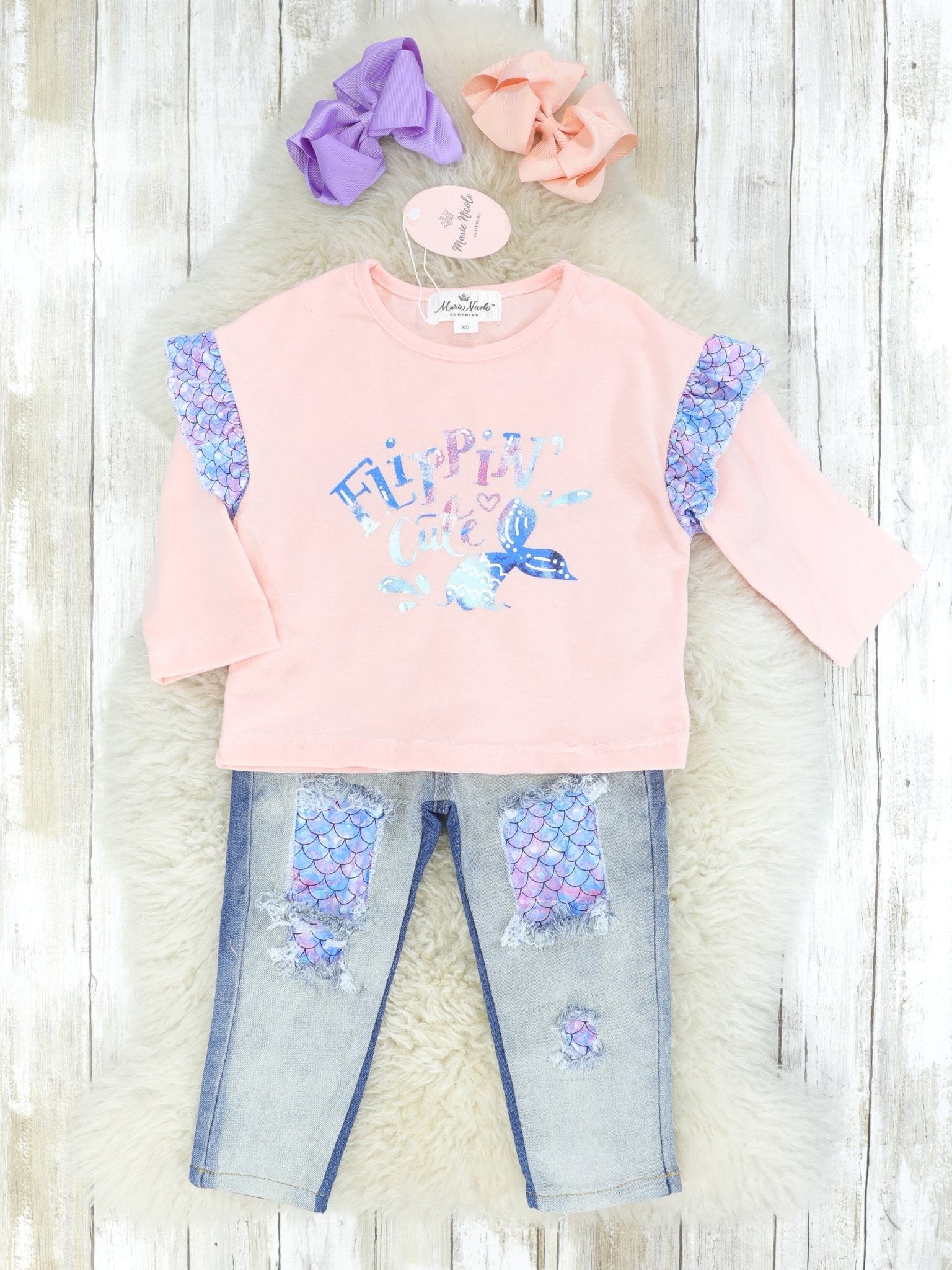 Flippin' Cute Mermaid Denim Outfit - Marie Nicole Clothing