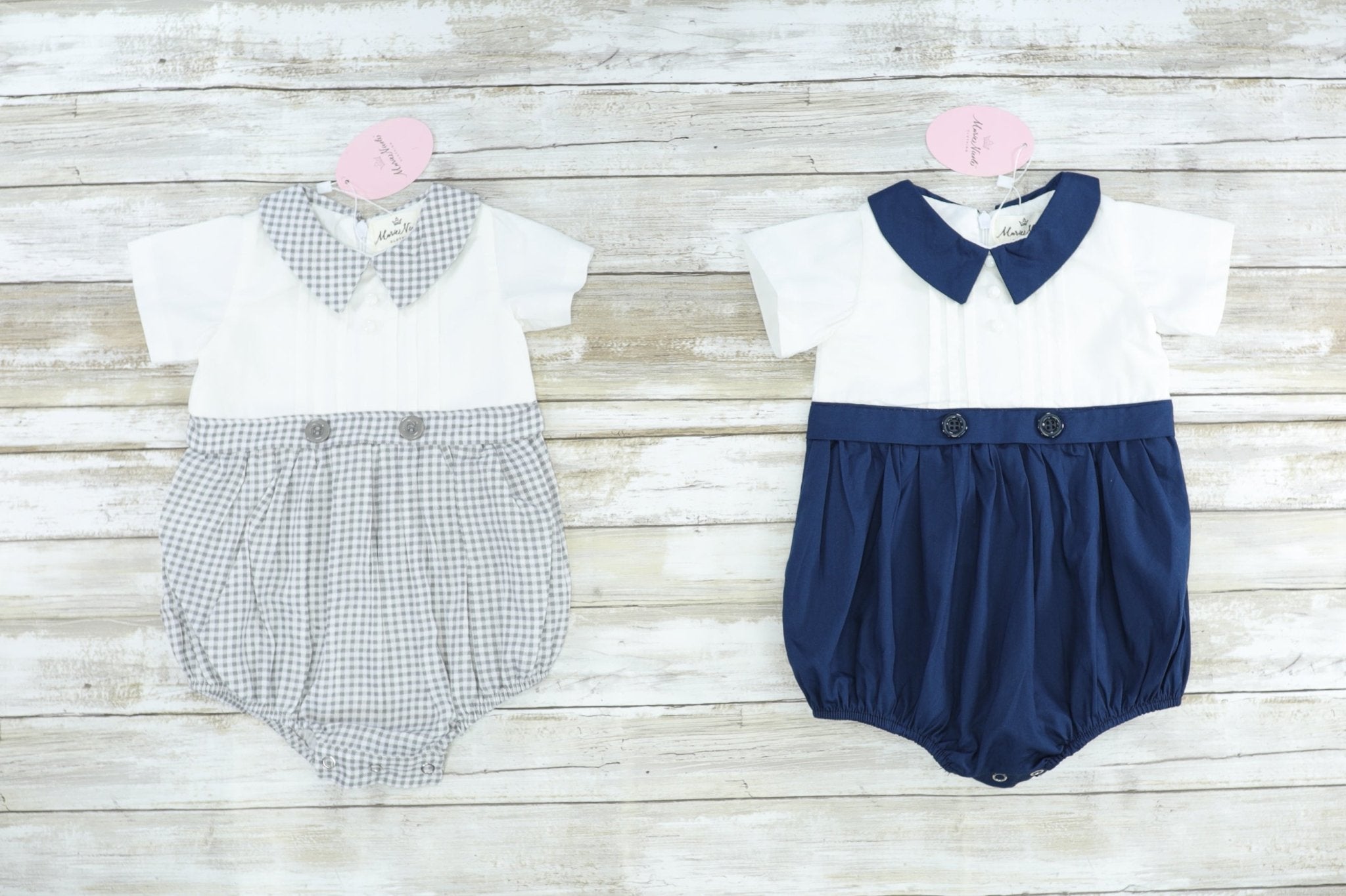 Navy & White Bubble Romper - Marie Nicole Clothing