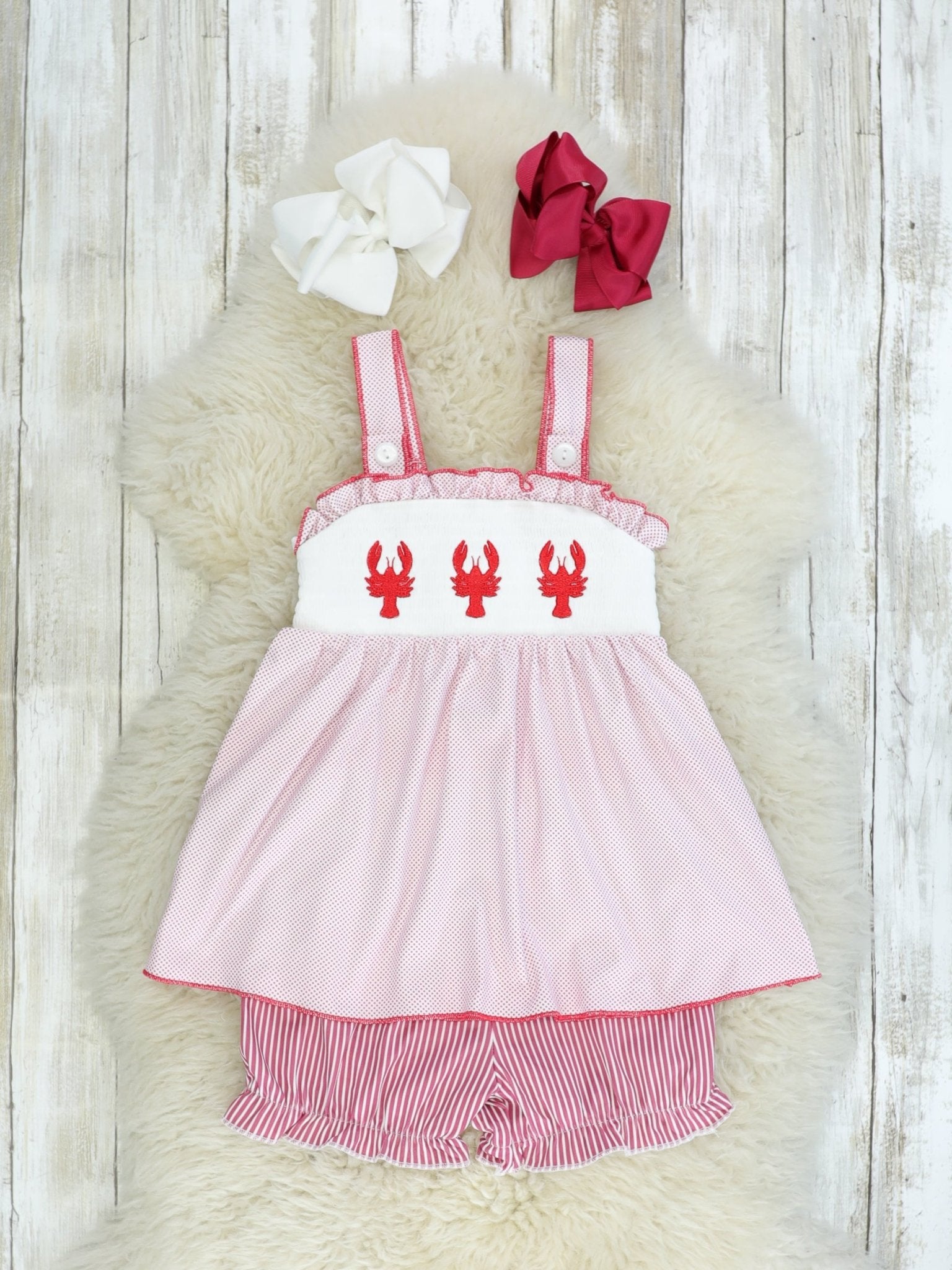 Red Lobster Smocked Outfit - Marie Nicole Clothing