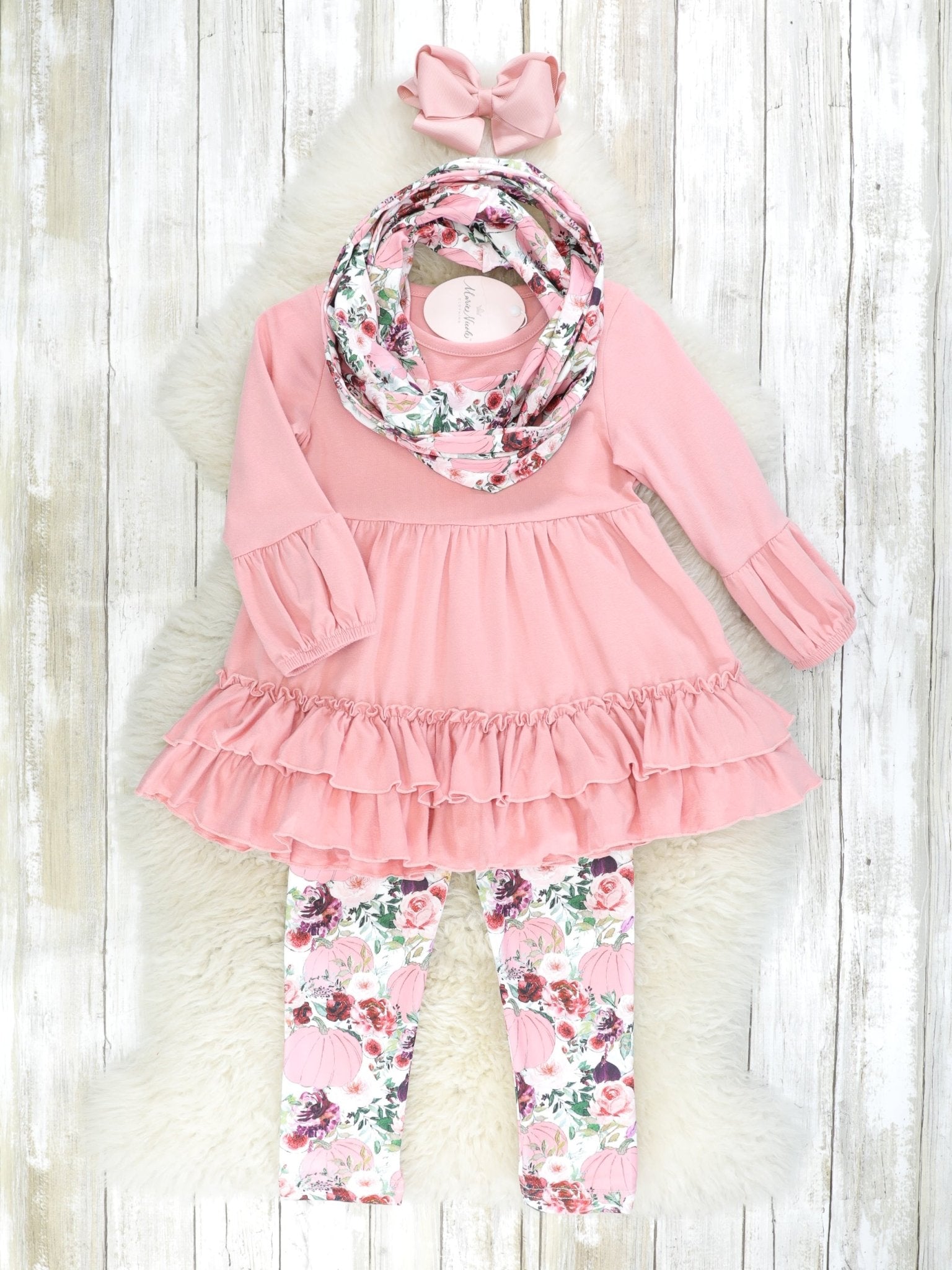 Mauve Floral 3 Piece Outfit - Marie Nicole Clothing