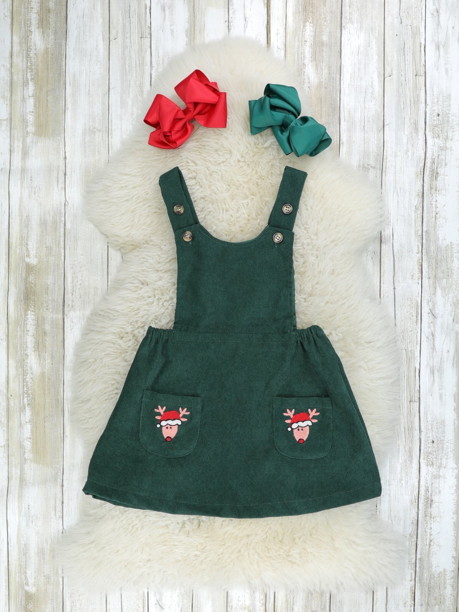 Striped Reindeer Pocket Dress Outfit - Marie Nicole Clothing