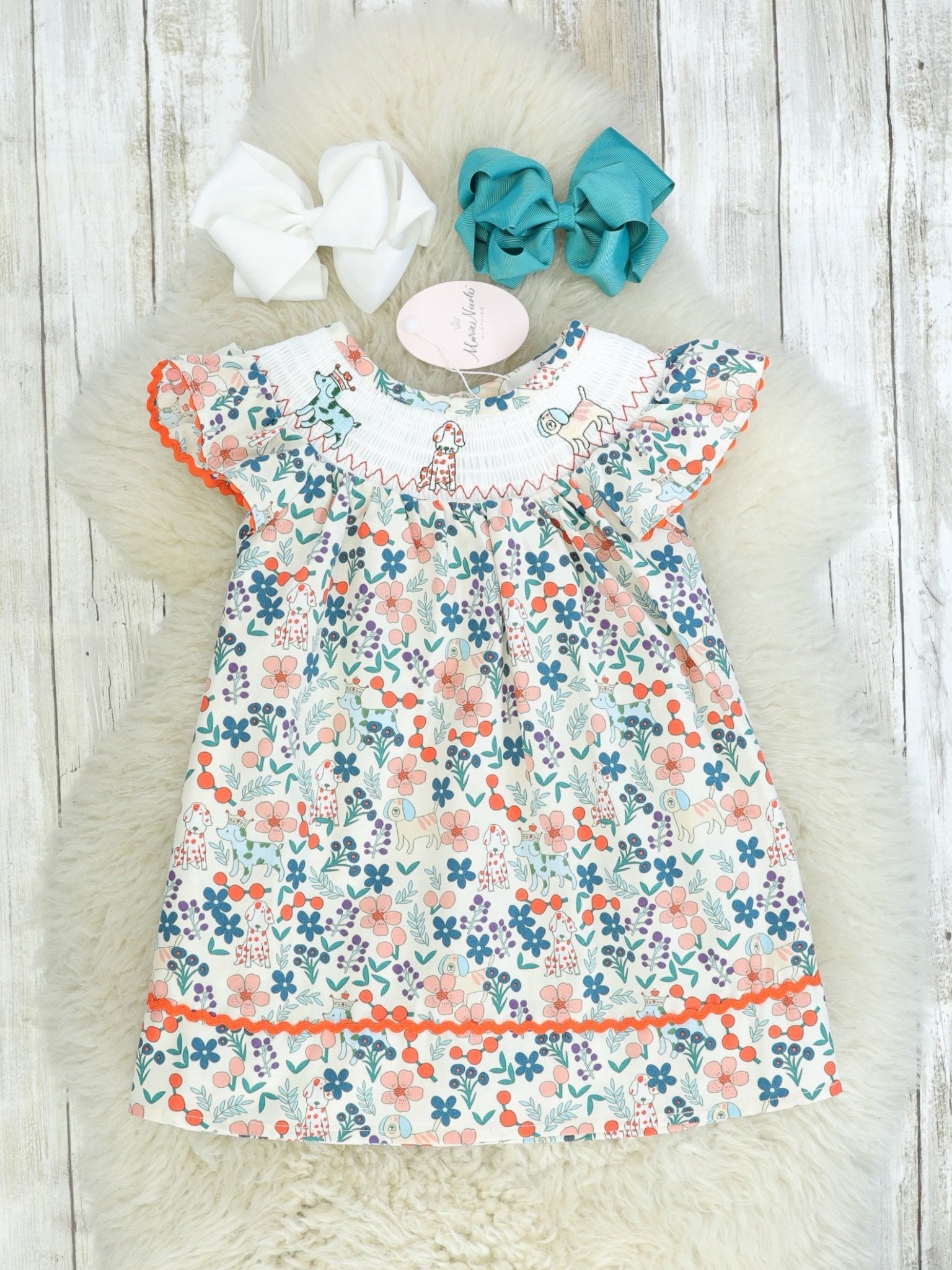 MNC Royal Pups Smocked Floral Dress™ - Marie Nicole Clothing