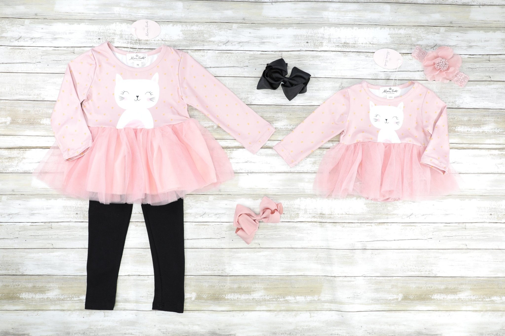 Pink Cat Tulle Romper - Marie Nicole Clothing