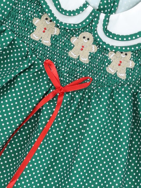 Green Polka Dot Gingerbread Vintage Dress - Marie Nicole Clothing