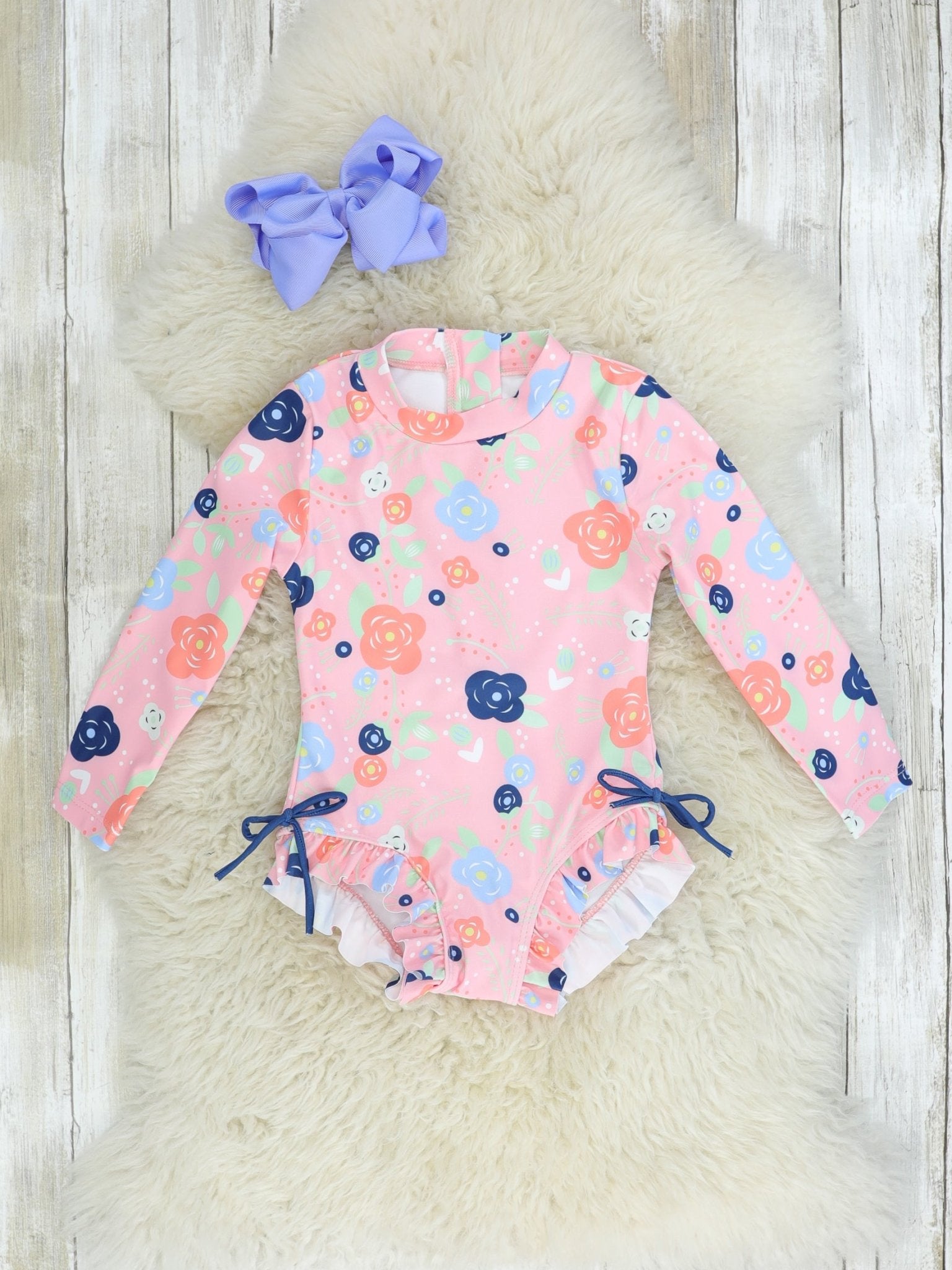 Pink Floral Ruffle One - Piece Swimsuit - Marie Nicole Clothing