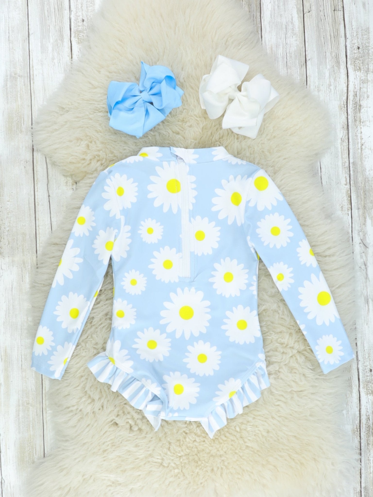 Spring Daisy Long - Sleeved Swimsuit - Marie Nicole Clothing