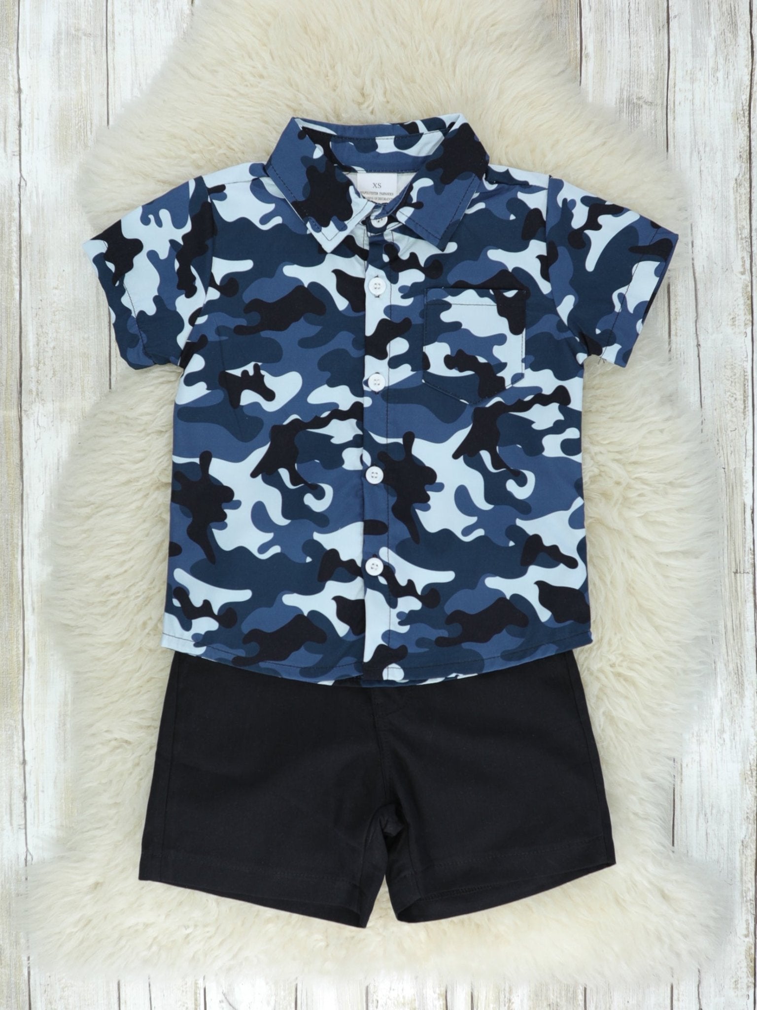 Camo Button Down & Shorts Outfit - Marie Nicole Clothing